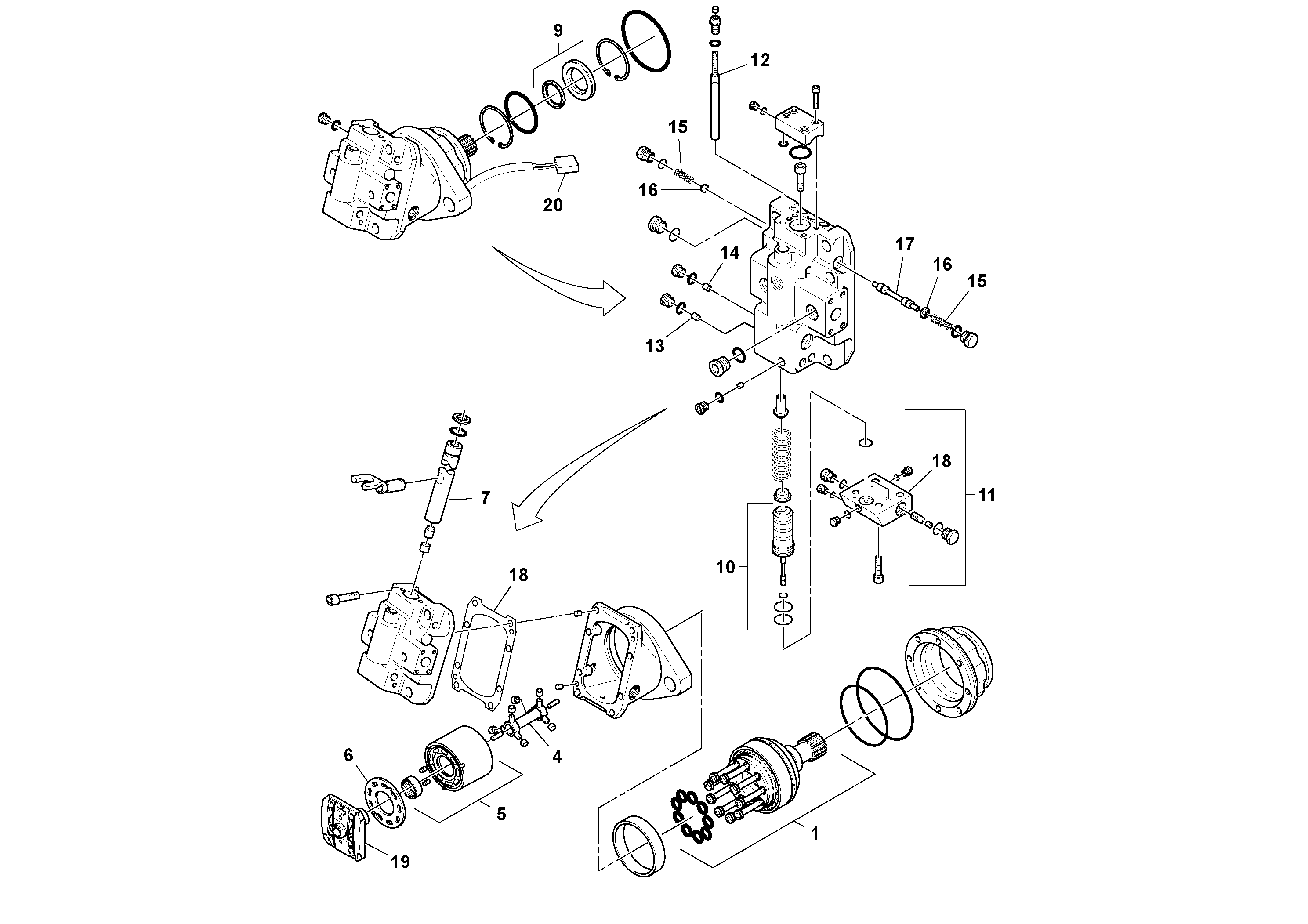 Схема запчастей Volvo PF2181 - 97307 Traction Drive Motor PF2181 S/N 200987-