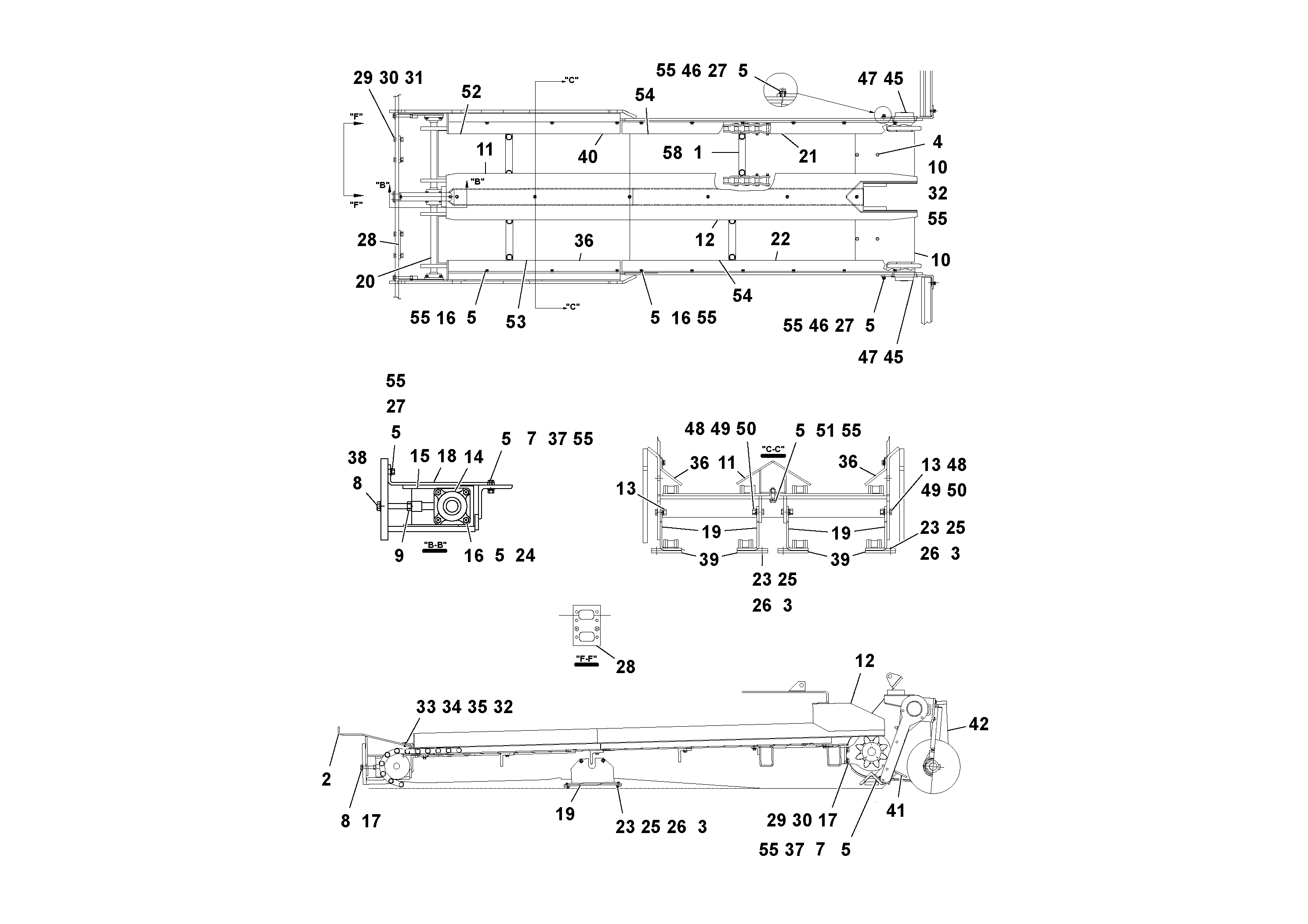 Схема запчастей Volvo PF2181 - 77114 Auger/conveyor Arrangement PF2181 S/N 200987-