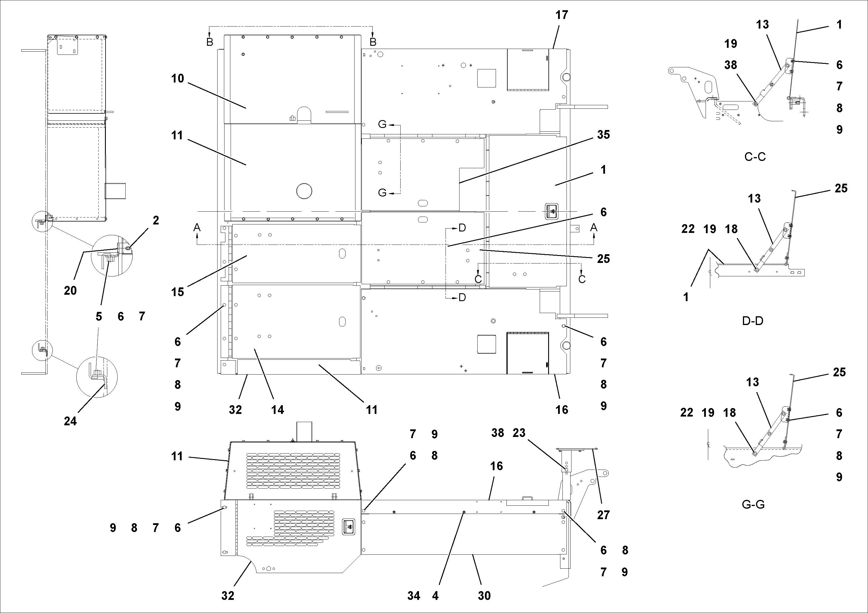 Схема запчастей Volvo PF2181 - 92727 Deck Plate Arrangement PF2181 S/N 197473-