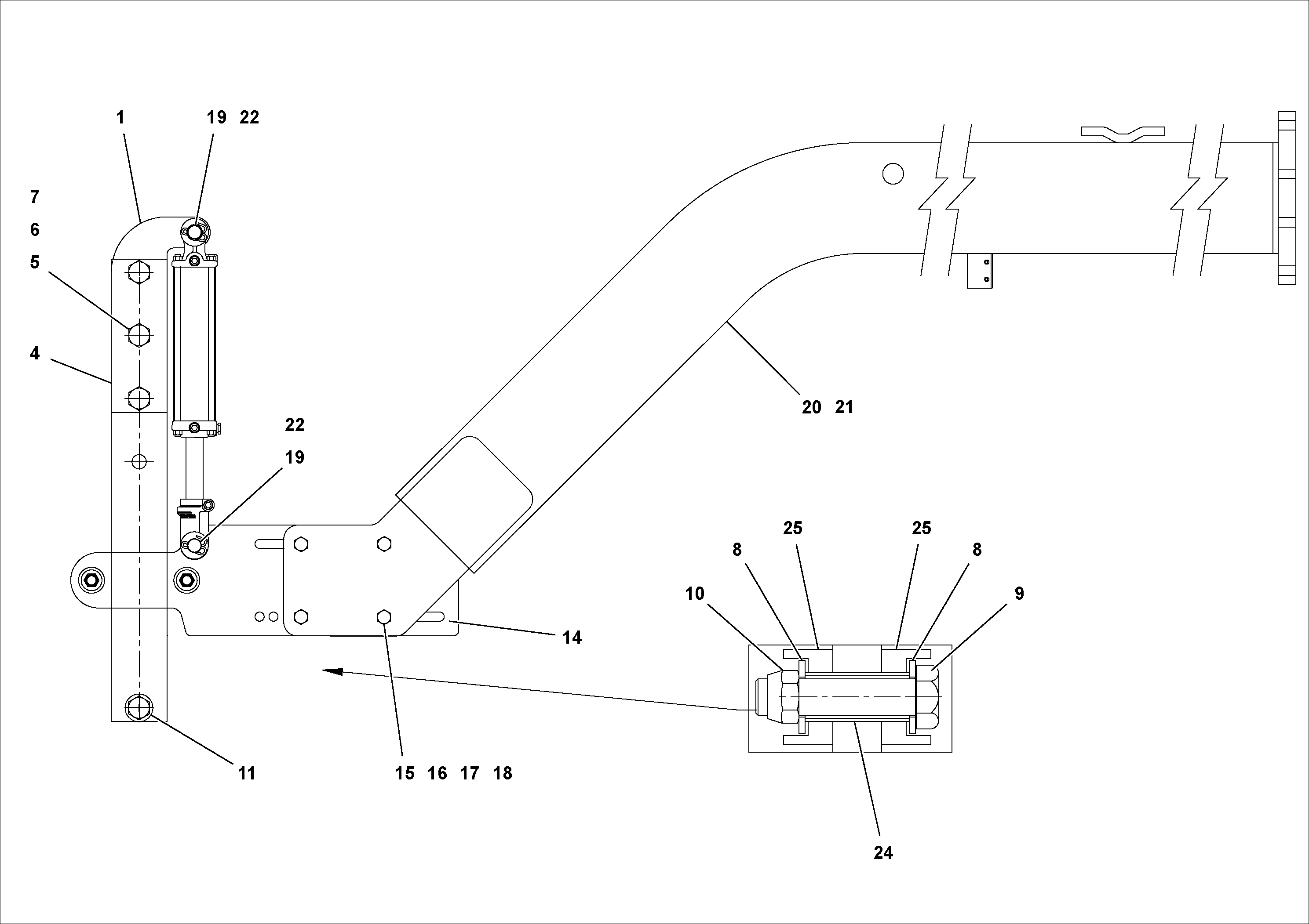 Схема запчастей Volvo PF2181 - 94468 Side Arm Arrangement PF2181 S/N 197473-