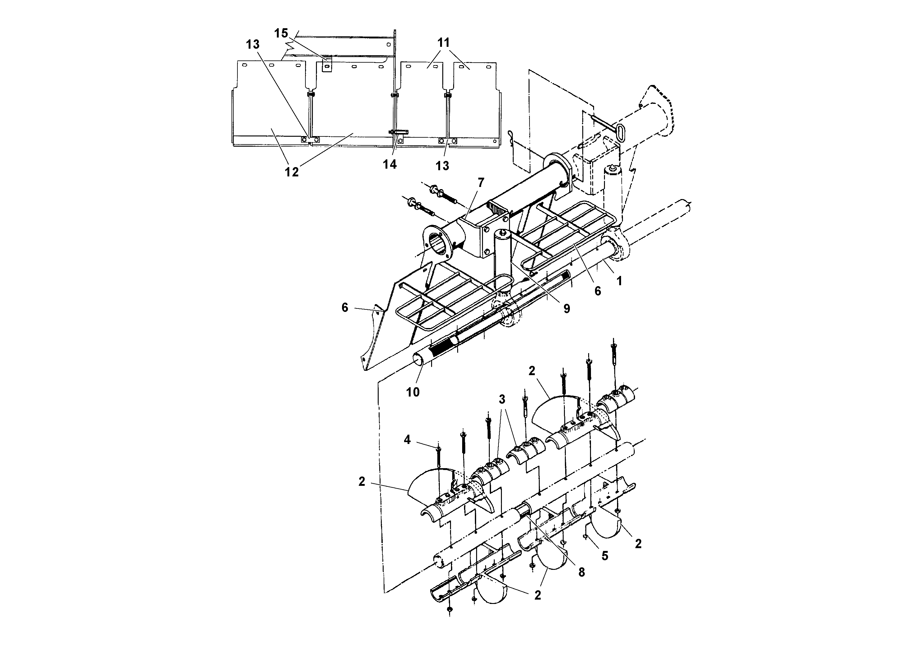 Схема запчастей Volvo PF2181 - 101840 Auger and Tunnel/guard Extension Arrangements PF2181 S/N 197473-