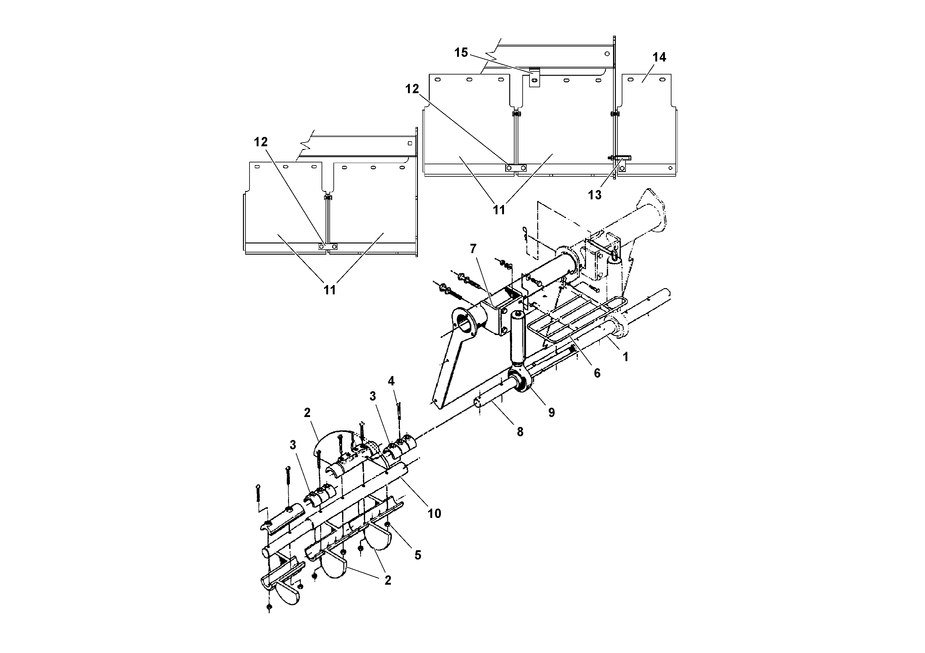 Схема запчастей Volvo PF2181 - 102082 Auger and Tunnel/guard Extension Arrangements PF2181 S/N 197473-