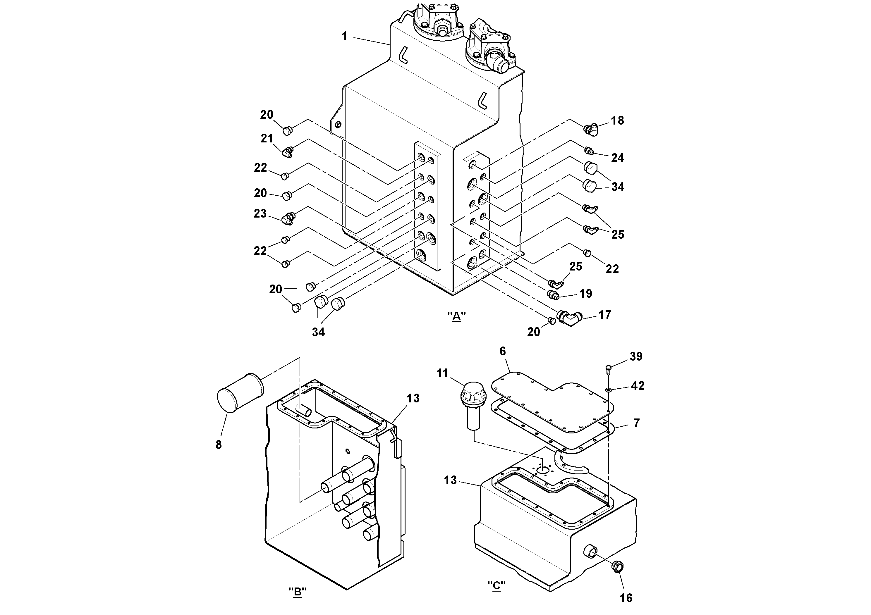 Схема запчастей Volvo PF6160 - 96640 Hydraulic Tank Assembly PF6160/PF6170