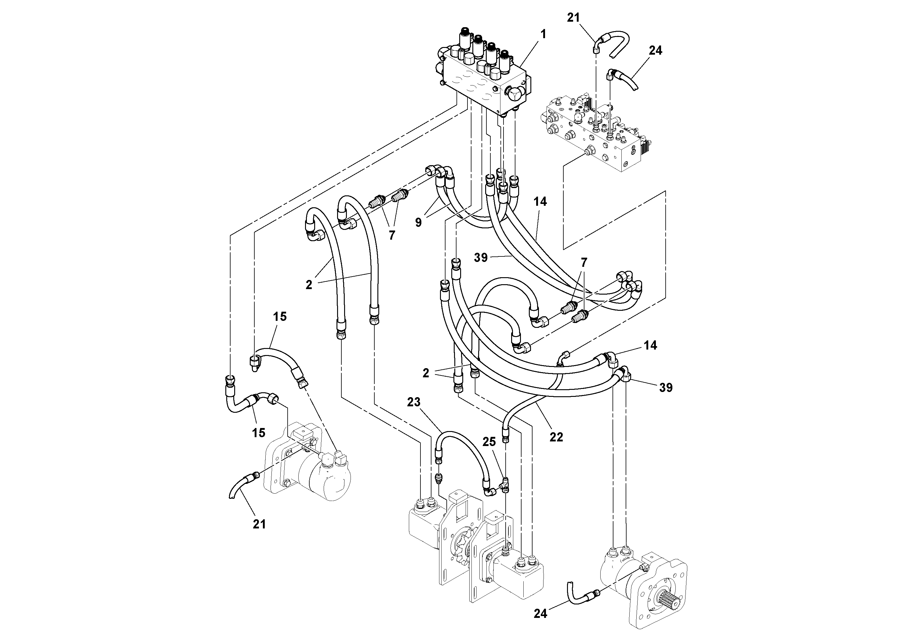 Схема запчастей Volvo PF6160 - 99097 Hydraulic Feeder Installation PF6160/PF6170