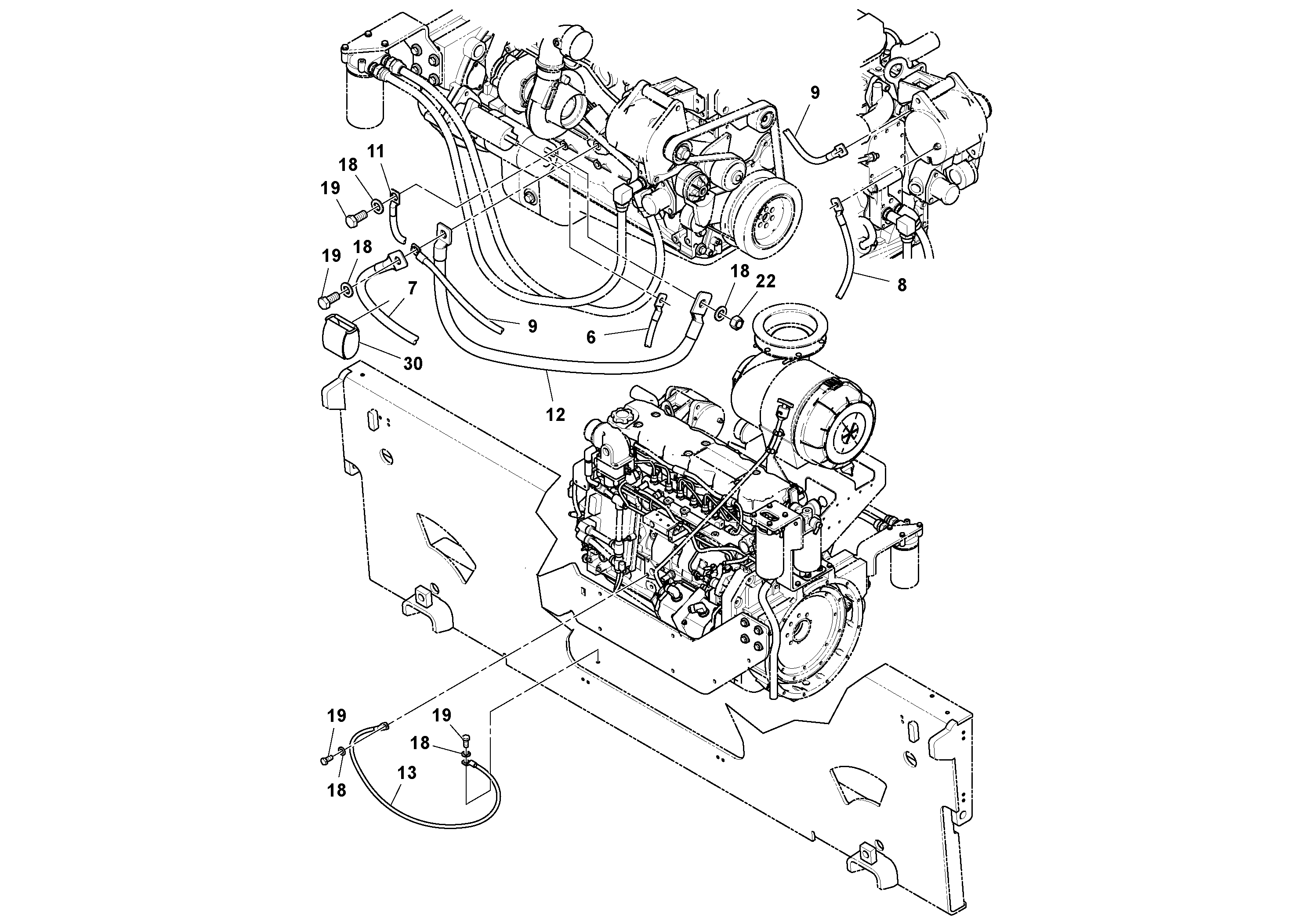 Схема запчастей Volvo PF6160 - 106636 Battery and Cable Installation PF6160/PF6170