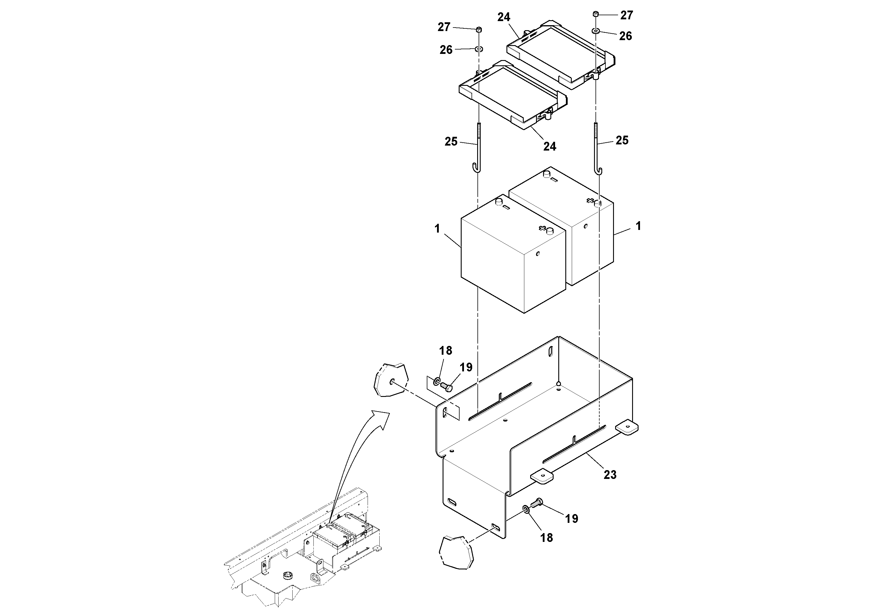 Схема запчастей Volvo PF6160 - 97942 Battery and Cable Installation PF6160/PF6170