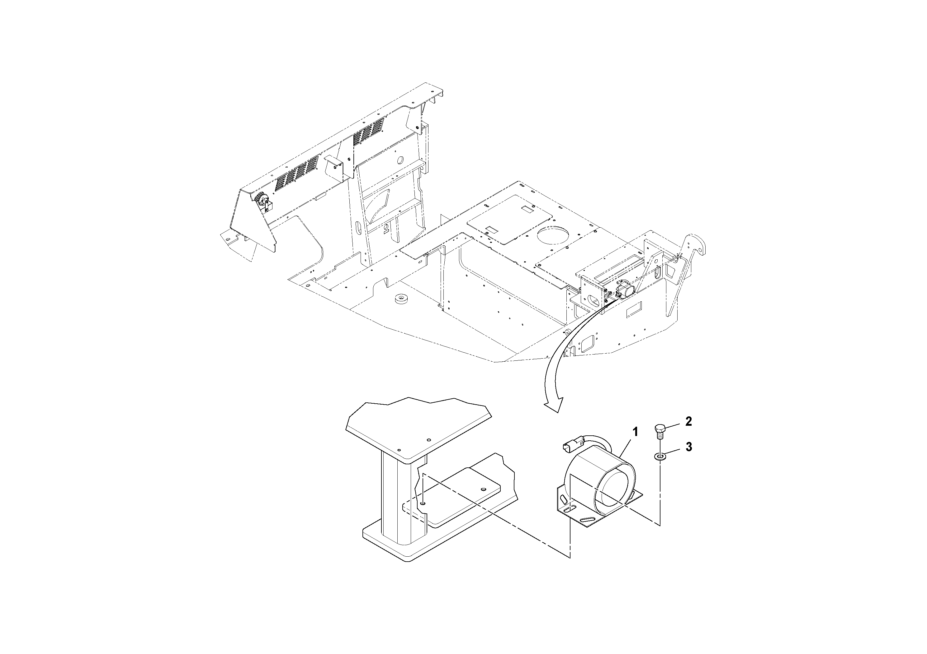 Схема запчастей Volvo PF6160 - 94559 Back-up Alarm Installation PF6160/PF6170