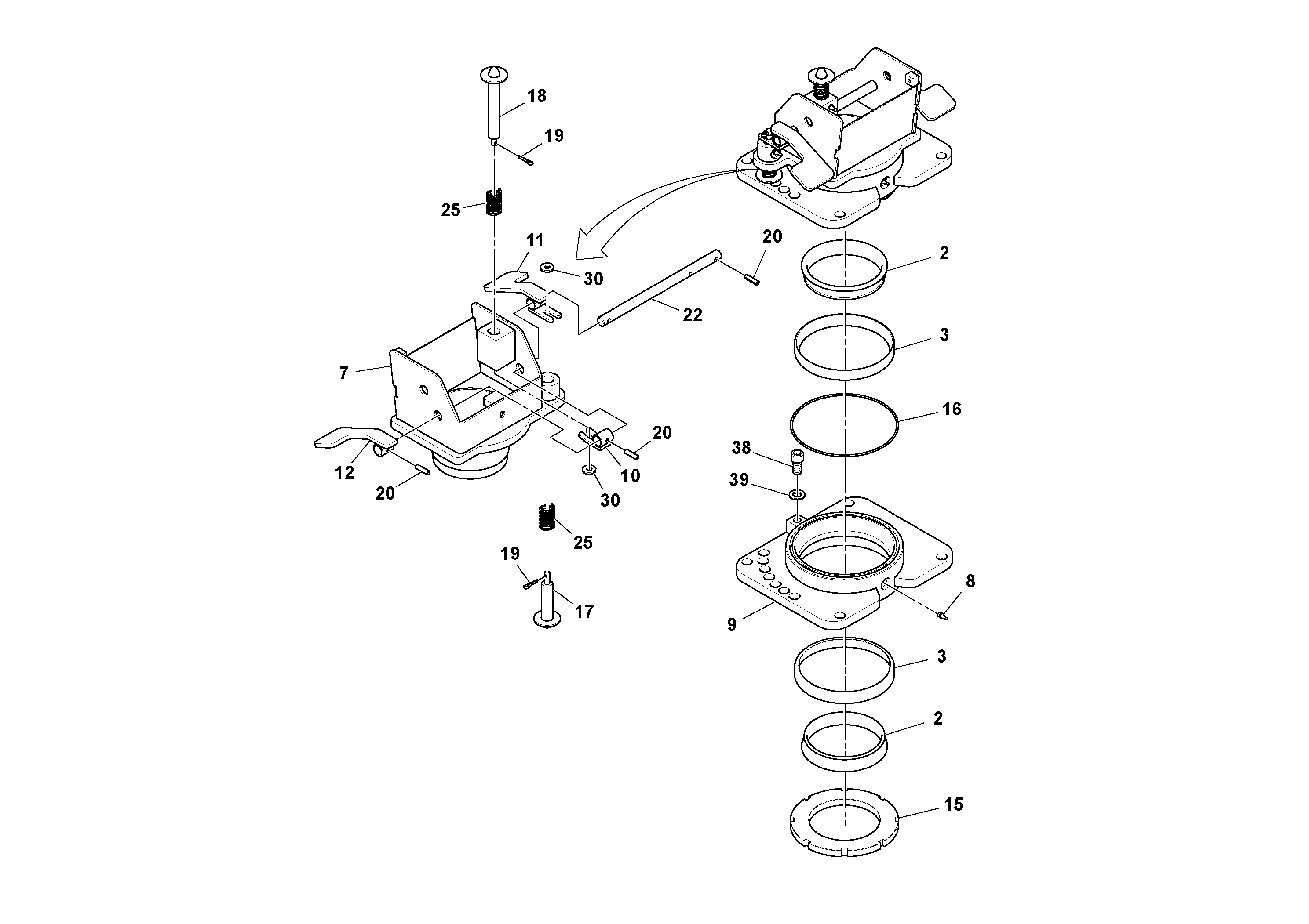 Схема запчастей Volvo PF6160 - 92848 Pedestal Assembly PF6160/PF6170