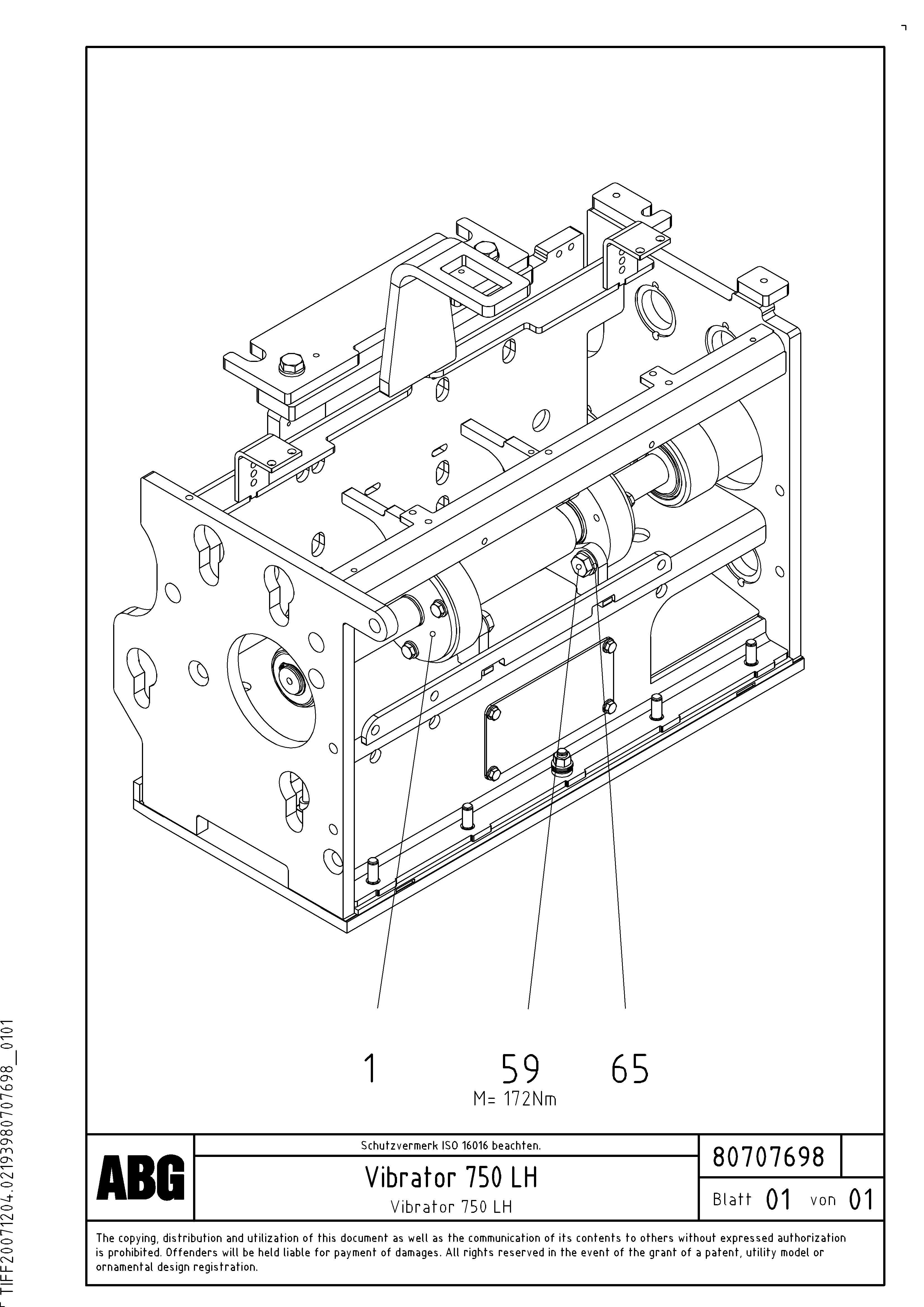 Схема запчастей Volvo PF6160 - 72442 Vibrator shaft for extension OMNI 1000 ATT. SCREEDS 3,0 - 9,0M PF6110, PF6160/6170