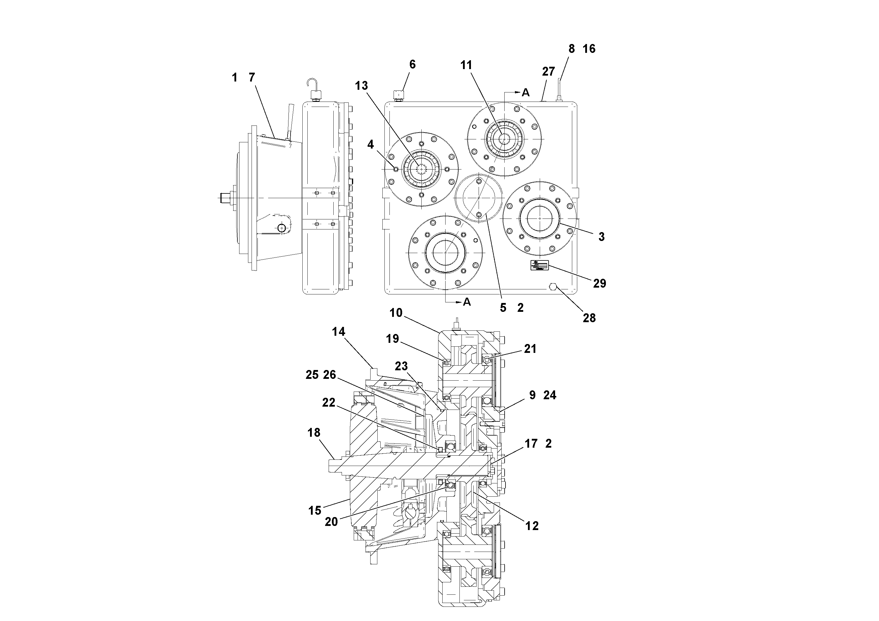 Схема запчастей Volvo PF6160 - 98519 Gearbox With Clutch PF6160/PF6170