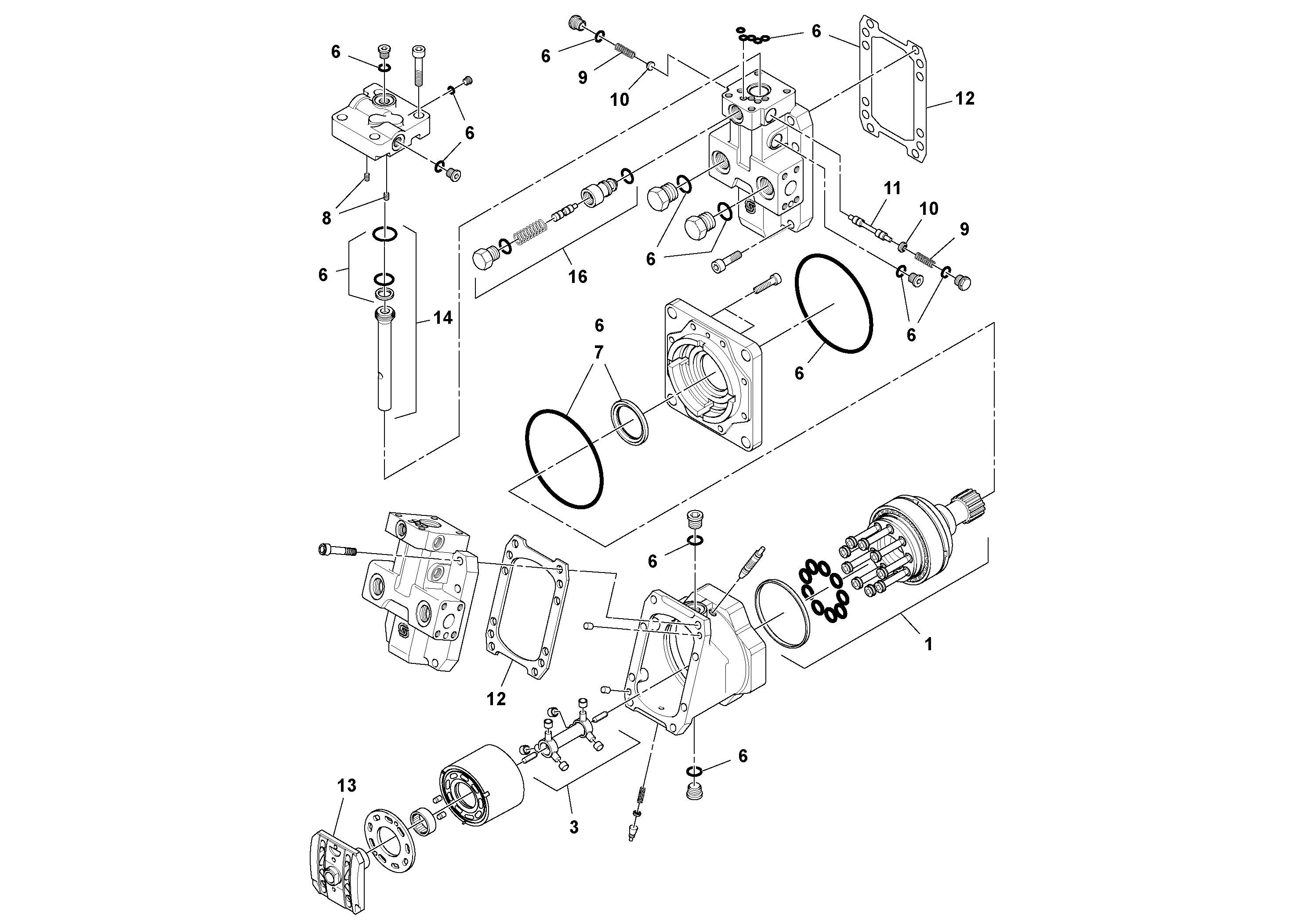 Схема запчастей Volvo PF6160 - 100854 Motor PF6160/PF6170