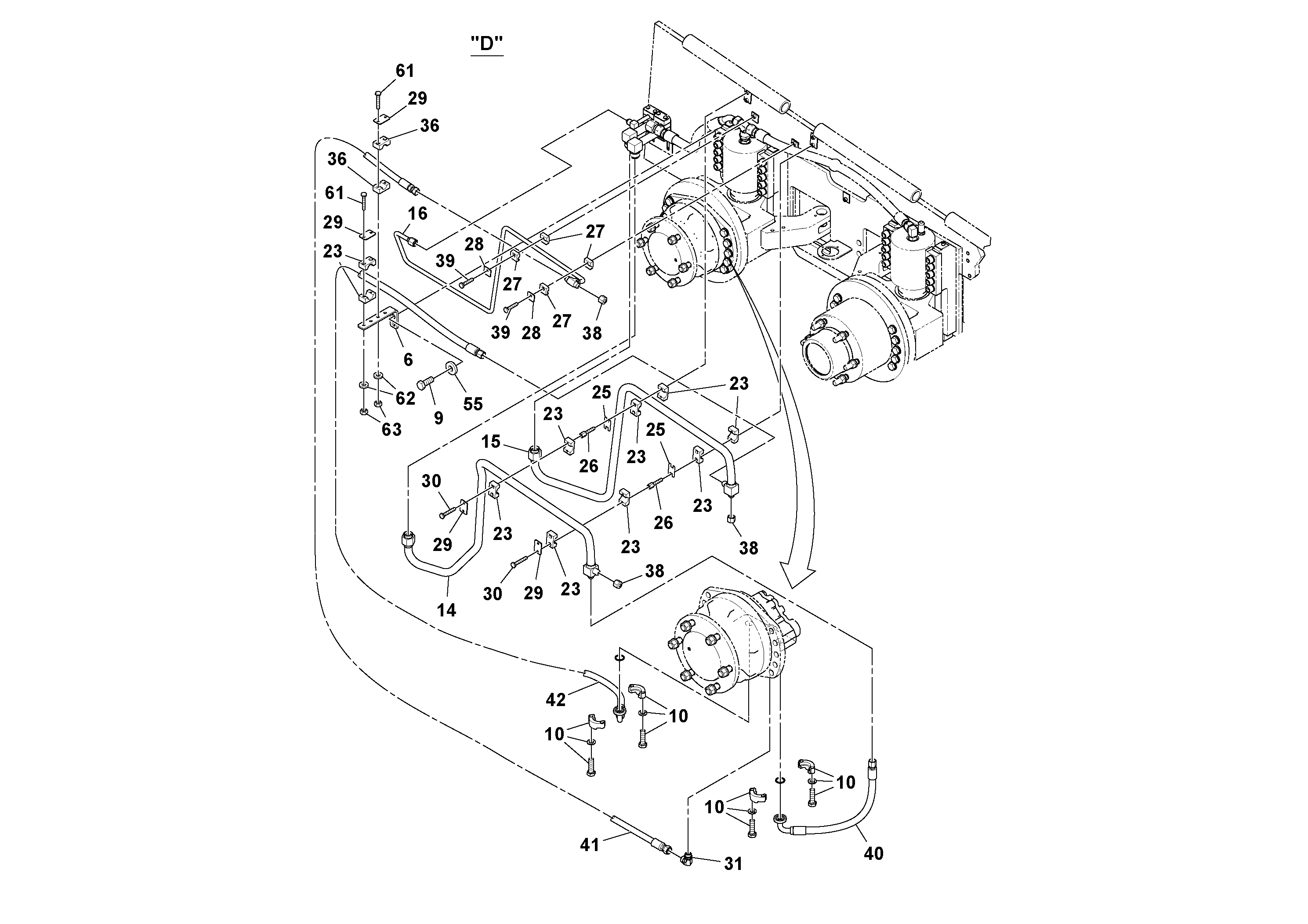 Схема запчастей Volvo PF6160 - 87186 Fwa Hydraulic Installation PF6160/PF6170