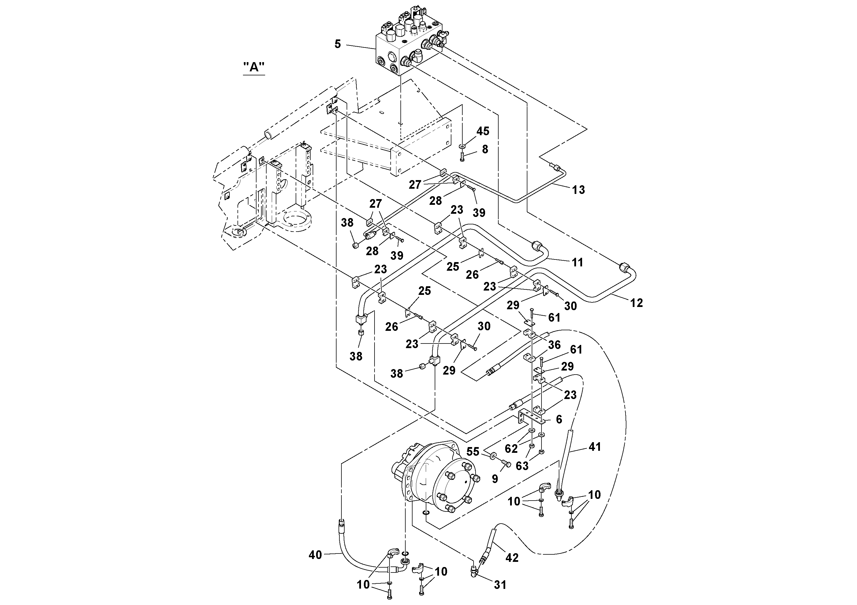 Схема запчастей Volvo PF6160 - 95565 Fwa Hydraulic Installation PF6160/PF6170