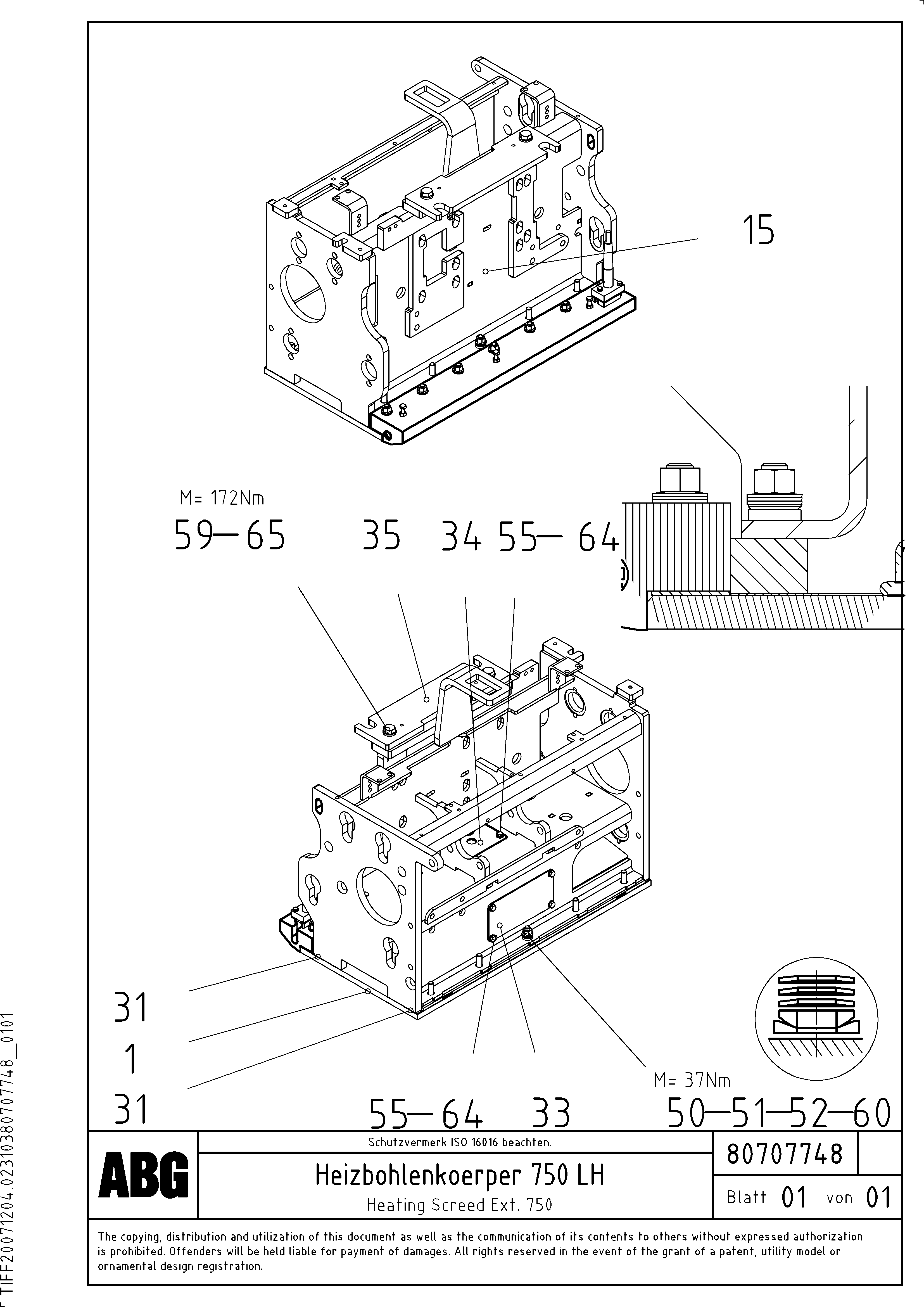 Схема запчастей Volvo PF6160 - 91602 Heated body for extension OMNI 1001 ATT. SCREEDS 3,0 - 9,0M PF6110 PF6160/PF6170