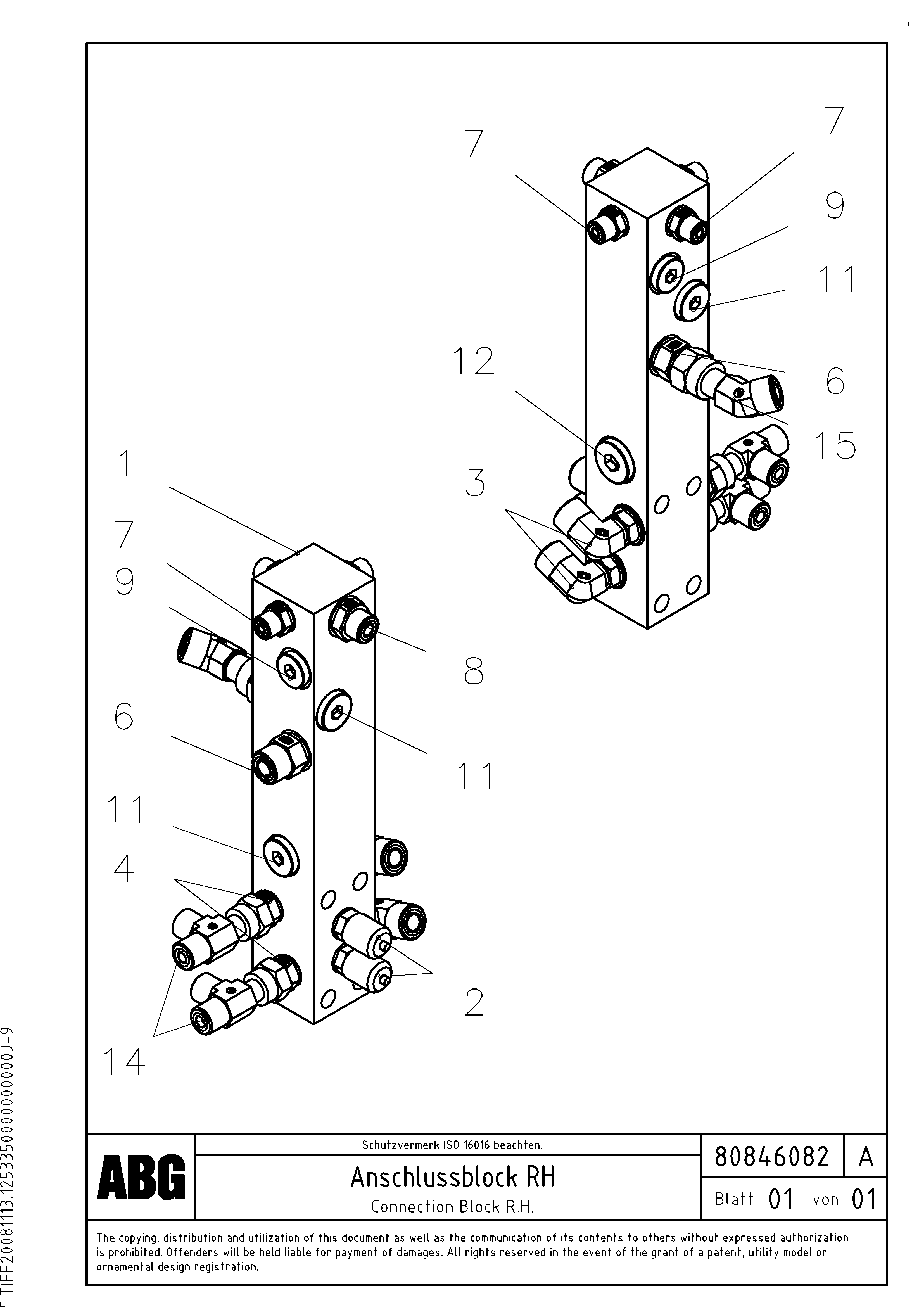 Схема запчастей Volvo PF6160 - 86580 Connection block on basic screed OMNI 1000 ATT. SCREEDS 3,0 - 9,0M PF6110, PF6160/PF6170