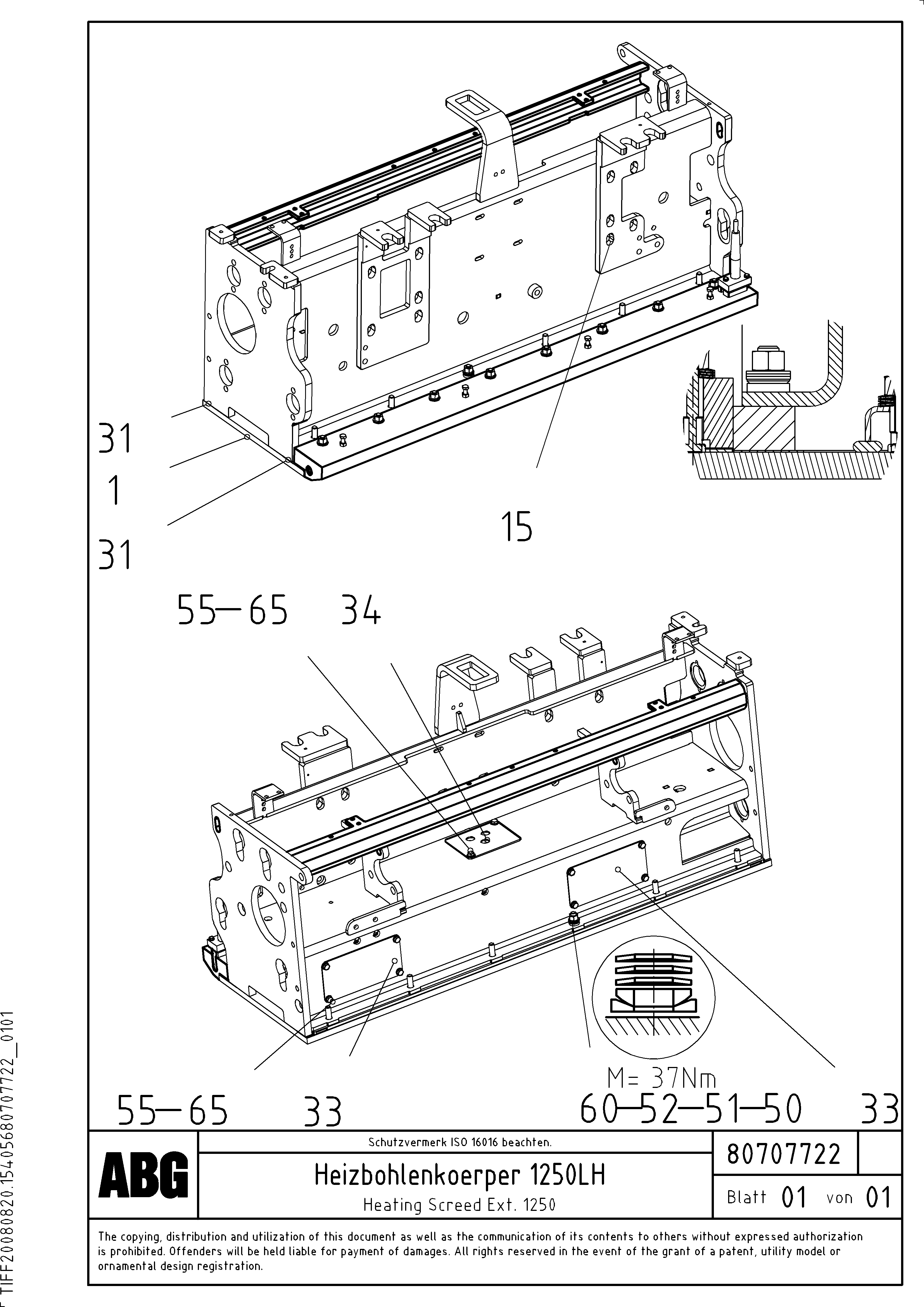 Схема запчастей Volvo PF6160 - 91919 Heated body for extension OMNI 1001 ATT. SCREEDS 3,0 - 9,0M PF6110 PF6160/PF6170