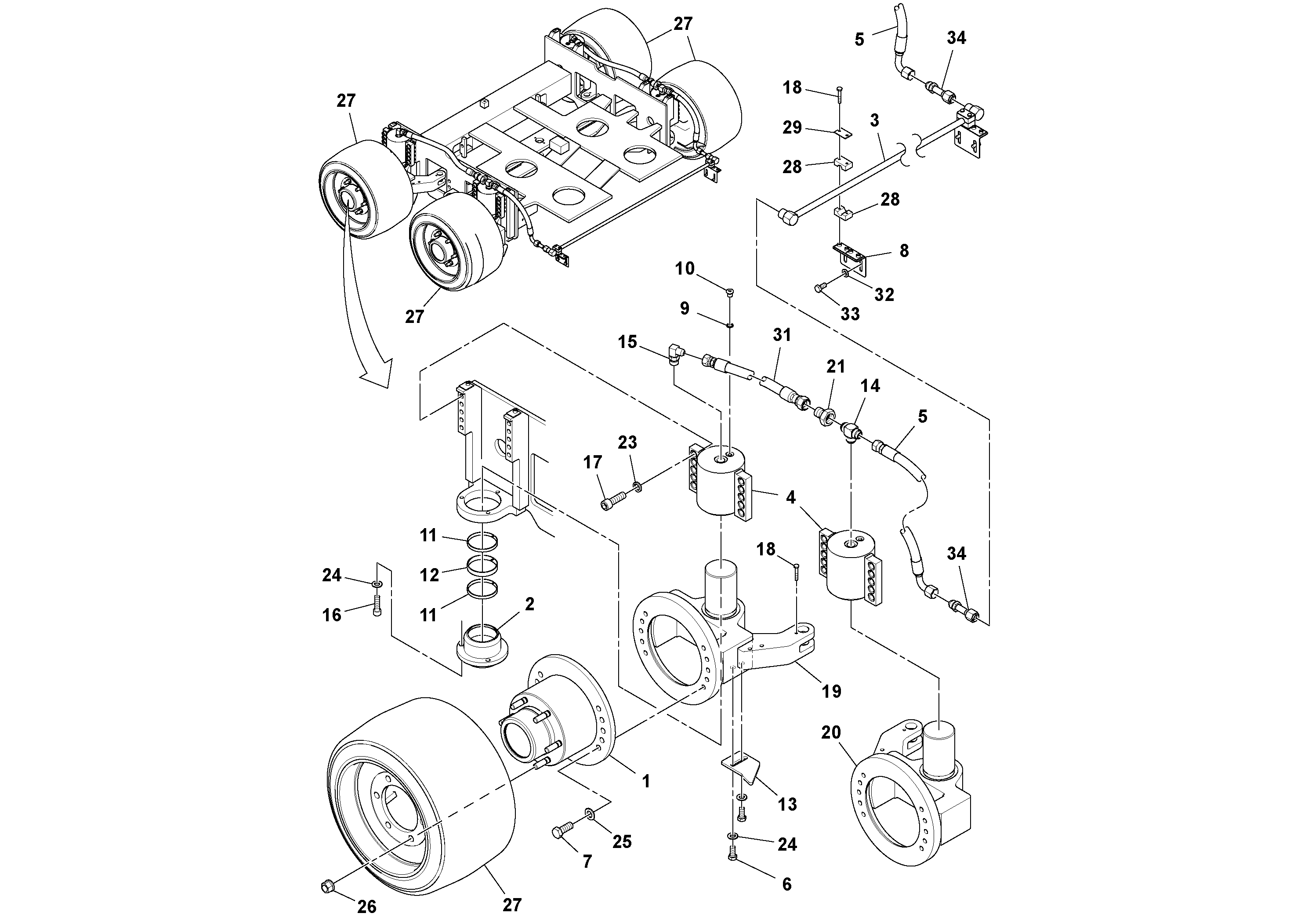 Схема запчастей Volvo PF6160 - 96362 Bogie Installation PF6160/PF6170