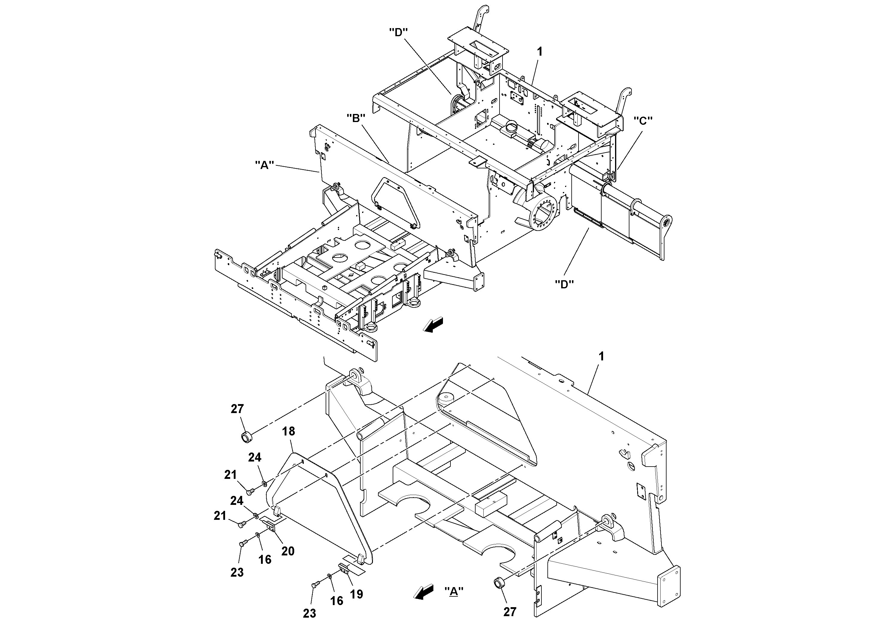 Схема запчастей Volvo PF6160 - 106850 Main Frame Installation PF6160/PF6170