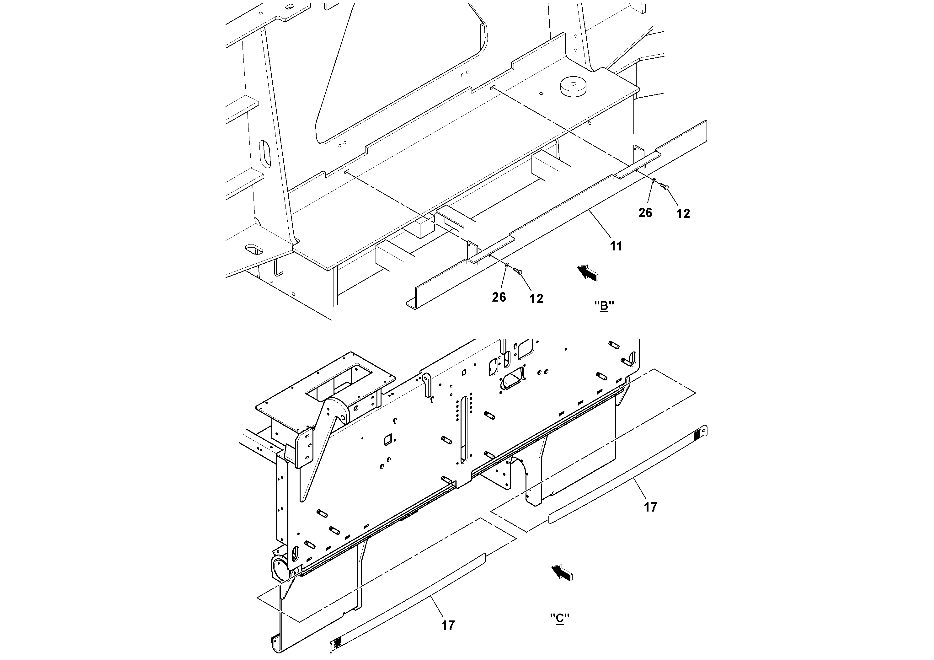 Схема запчастей Volvo PF6160 - 87847 Main Frame Installation PF6160/PF6170