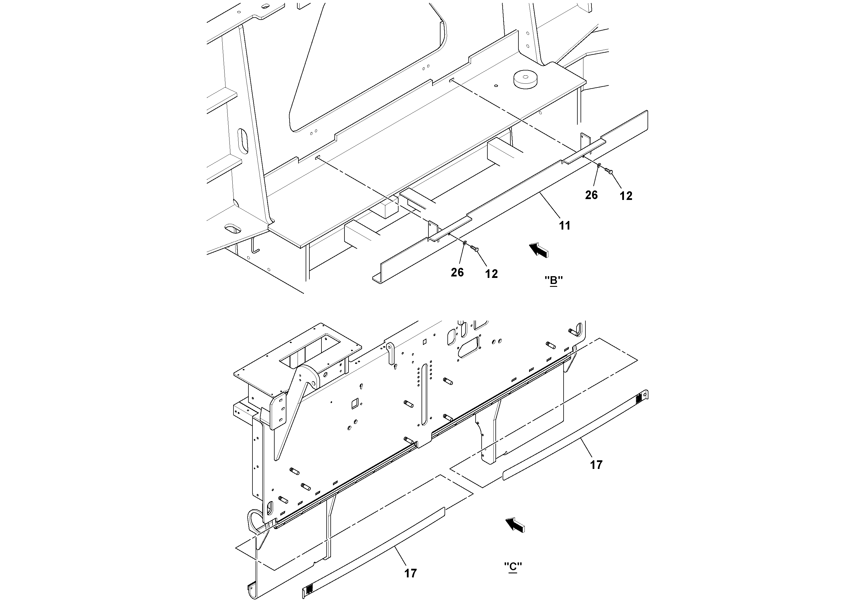 Схема запчастей Volvo PF6160 - 94078 Main Frame Installation PF6160/PF6170