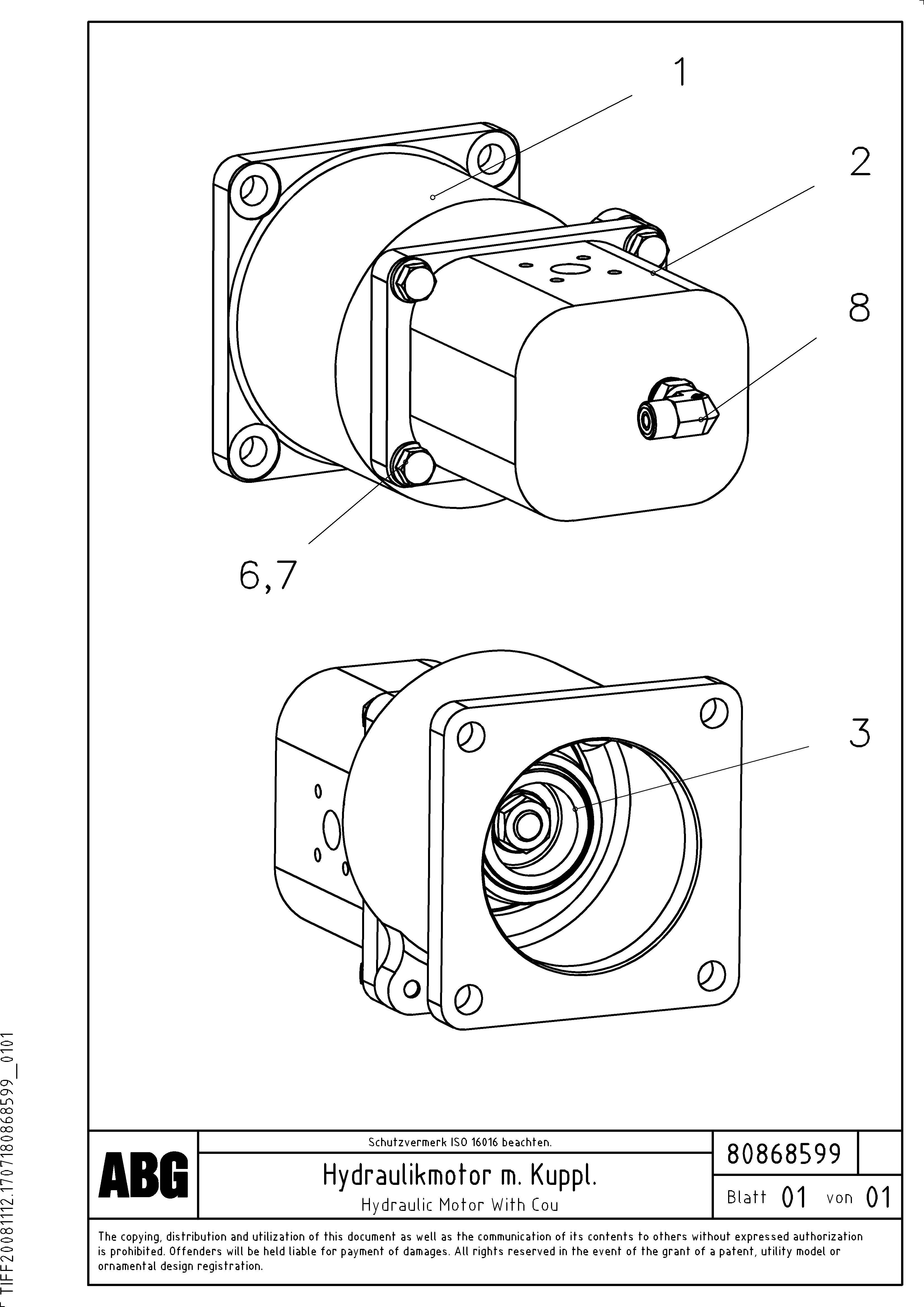 Схема запчастей Volvo PF6160 - 94000 Hydraulic motor with tamper coupling for basic screed OMNI 1011 ATT. SCREEDS 3,0 - 9,0M PF6110 PF6160/PF6170