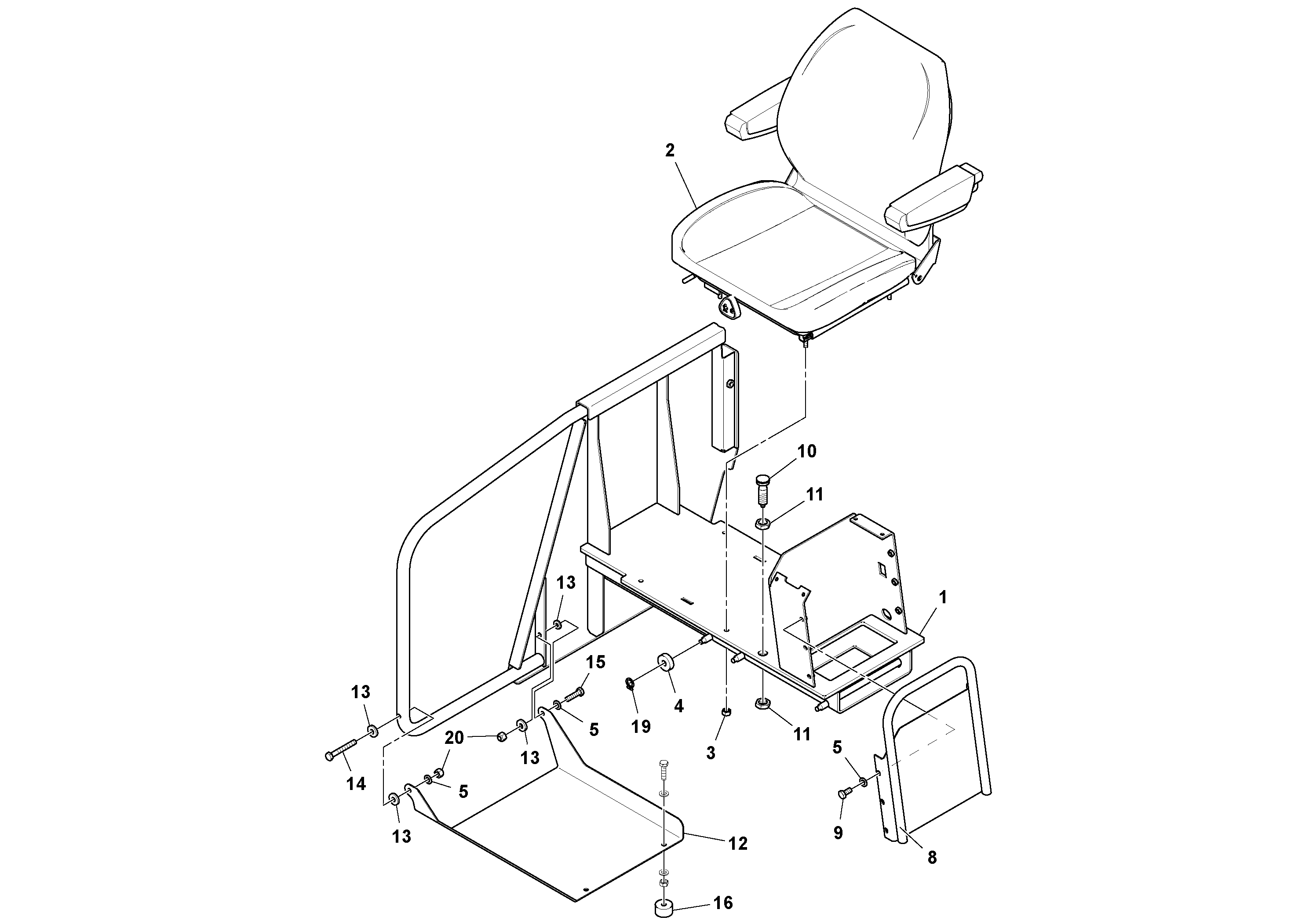 Схема запчастей Volvo PF6160 - 87636 Seat Assembly PF6160/PF6170