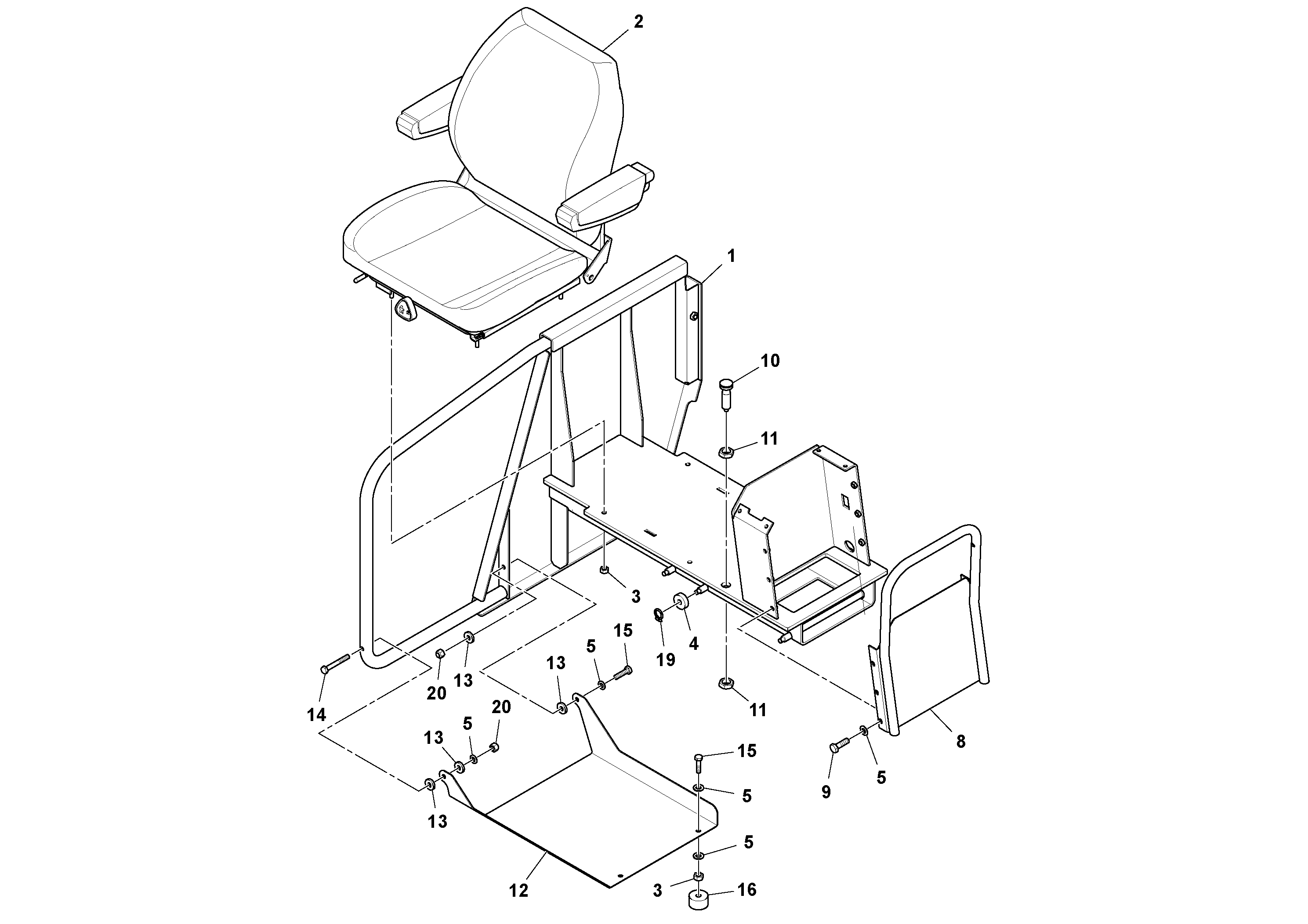 Схема запчастей Volvo PF6160 - 97220 Seat Assembly PF6160/PF6170