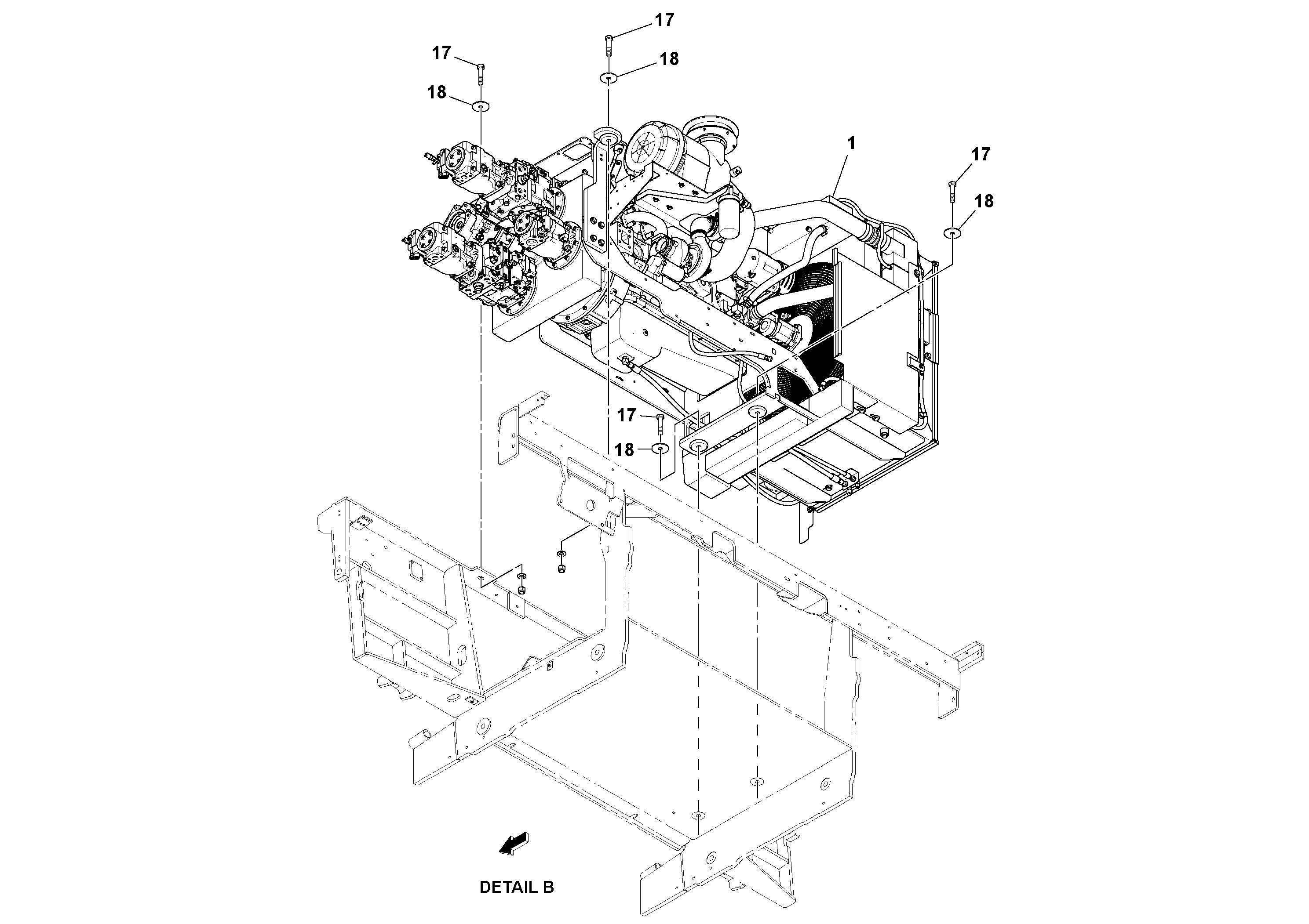 Схема запчастей Volvo PF6160 - 96298 Engine Installation PF6160/PF6170