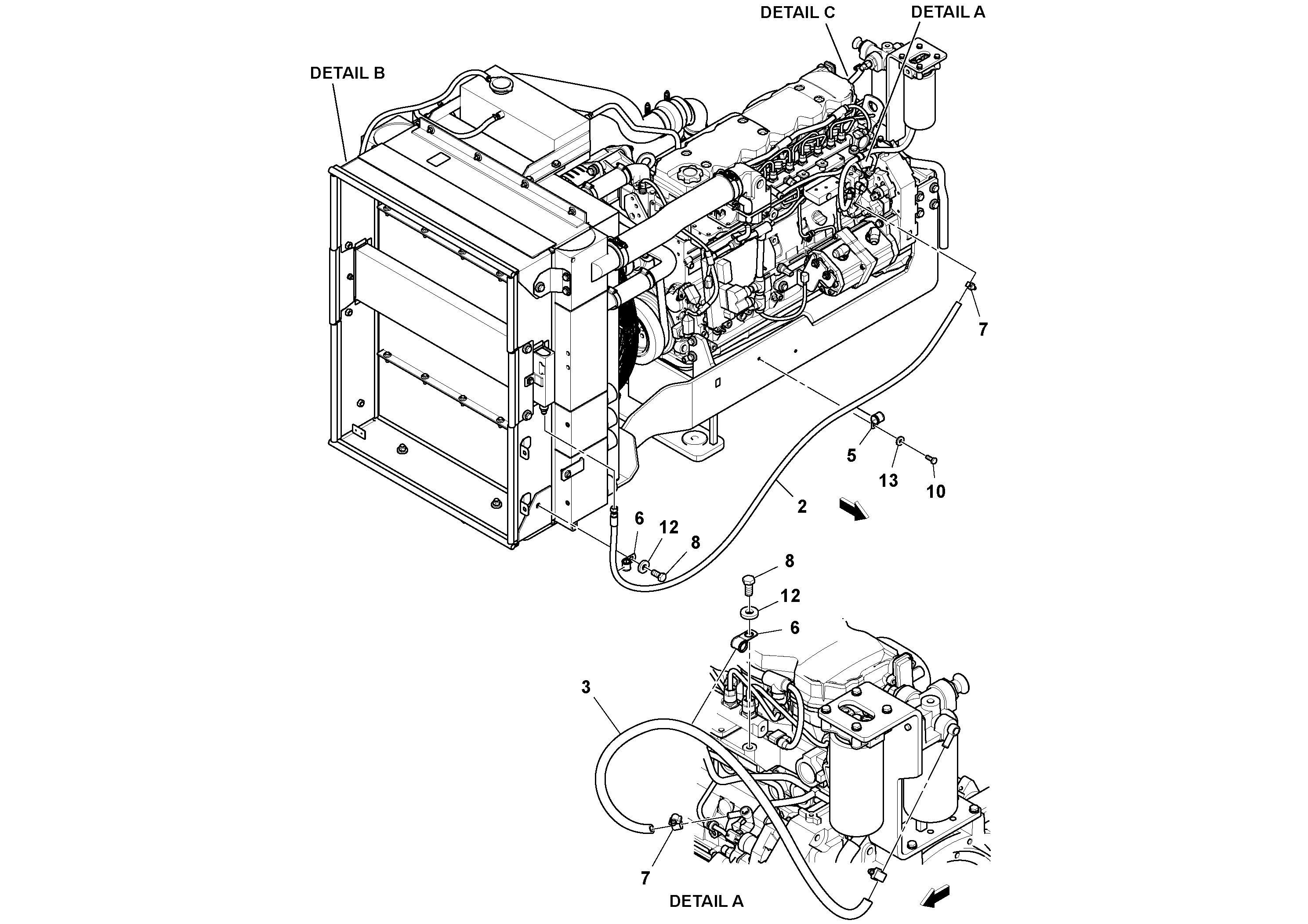 Схема запчастей Volvo PF6160 - 95733 Fuel Line Installation PF6160/PF6170