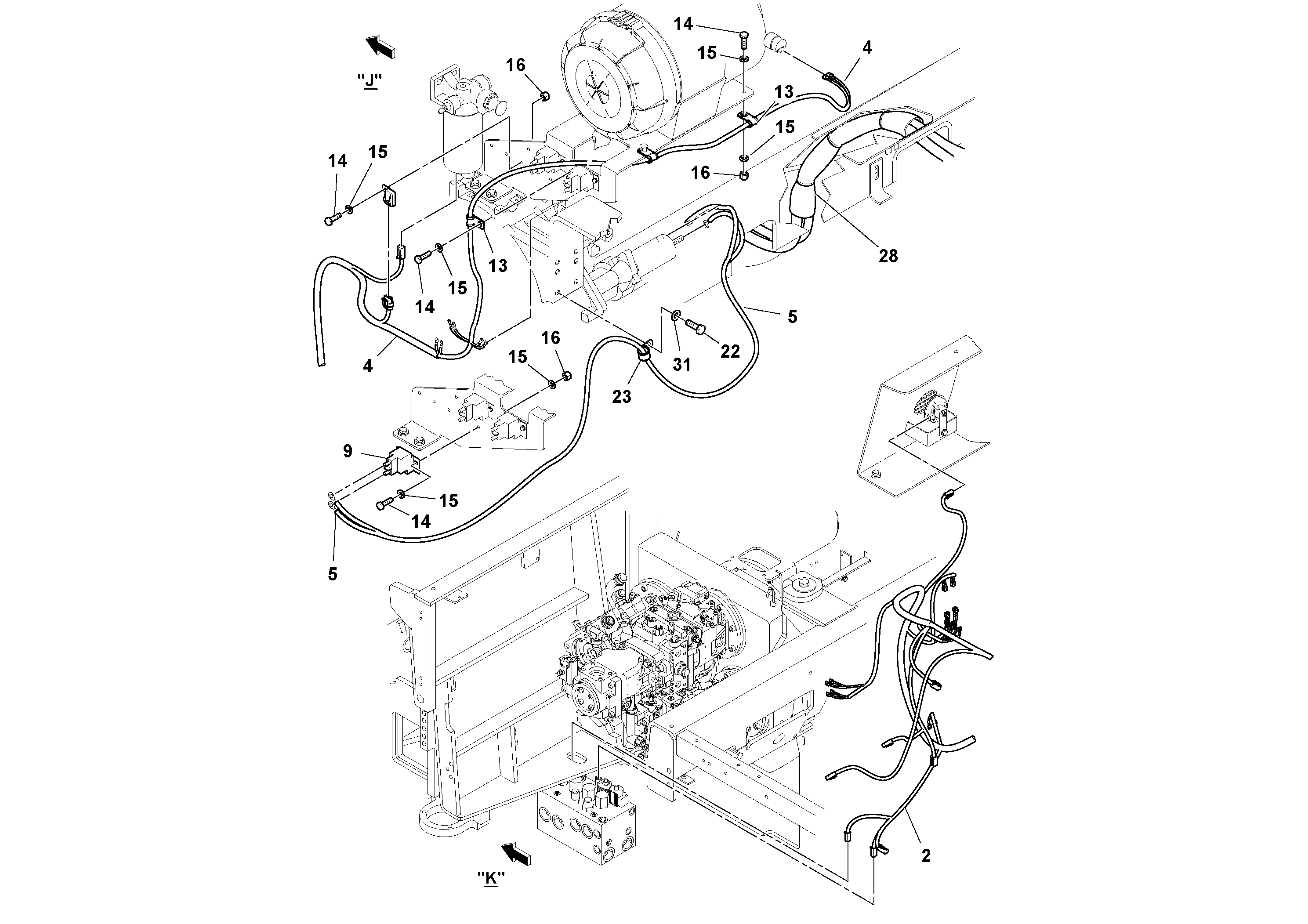 Схема запчастей Volvo PF6170 - 91503 Harness Installation PF6160/PF6170