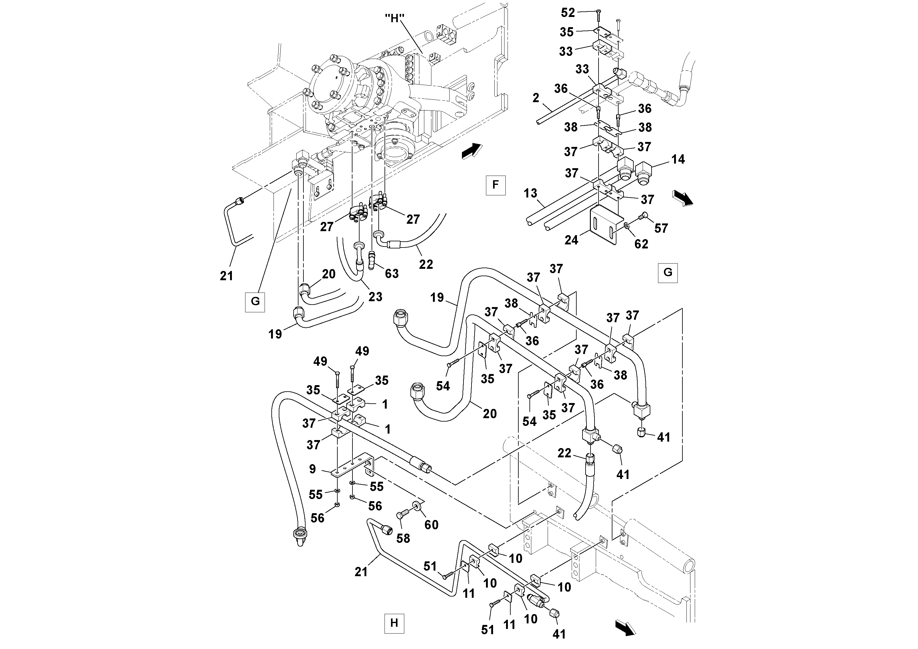 Схема запчастей Volvo PF6170 - 94991 Fwa Hydraulic Installation PF6160/PF6170