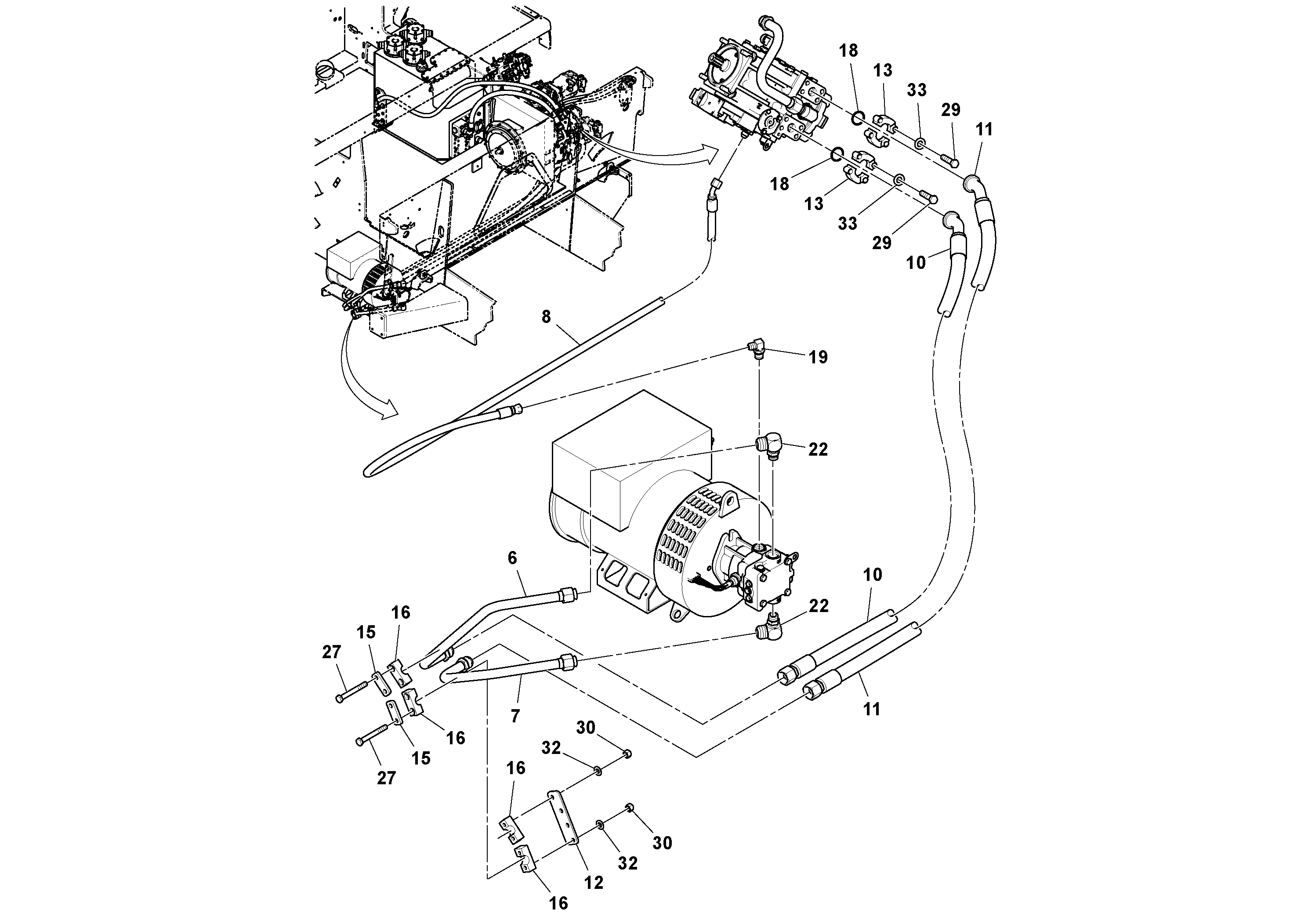 Схема запчастей Volvo PF6170 - 99199 Hydraulic Generator Installation PF6160/PF6170