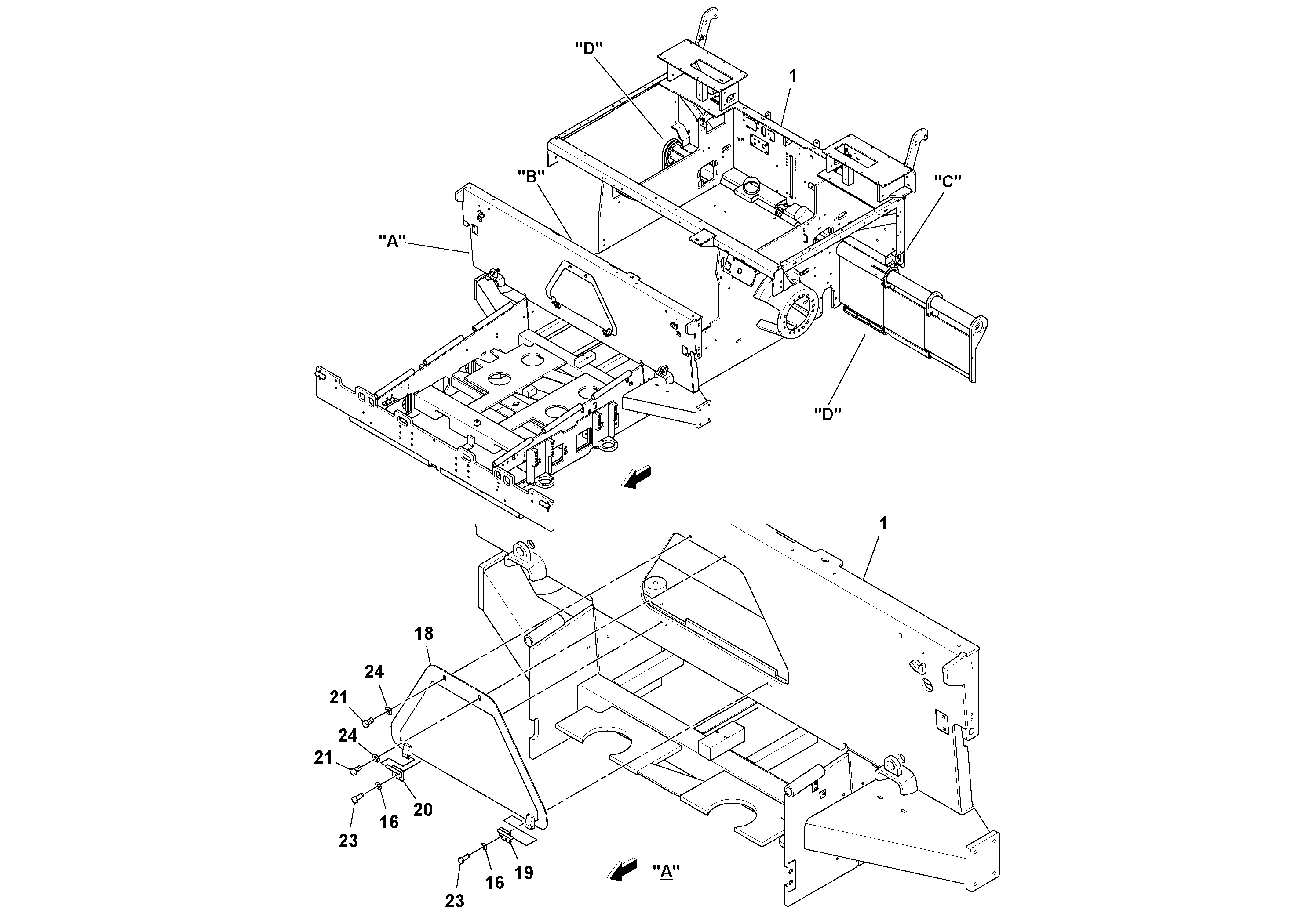 Схема запчастей Volvo PF6170 - 99744 Main Frame Installation PF6160/PF6170