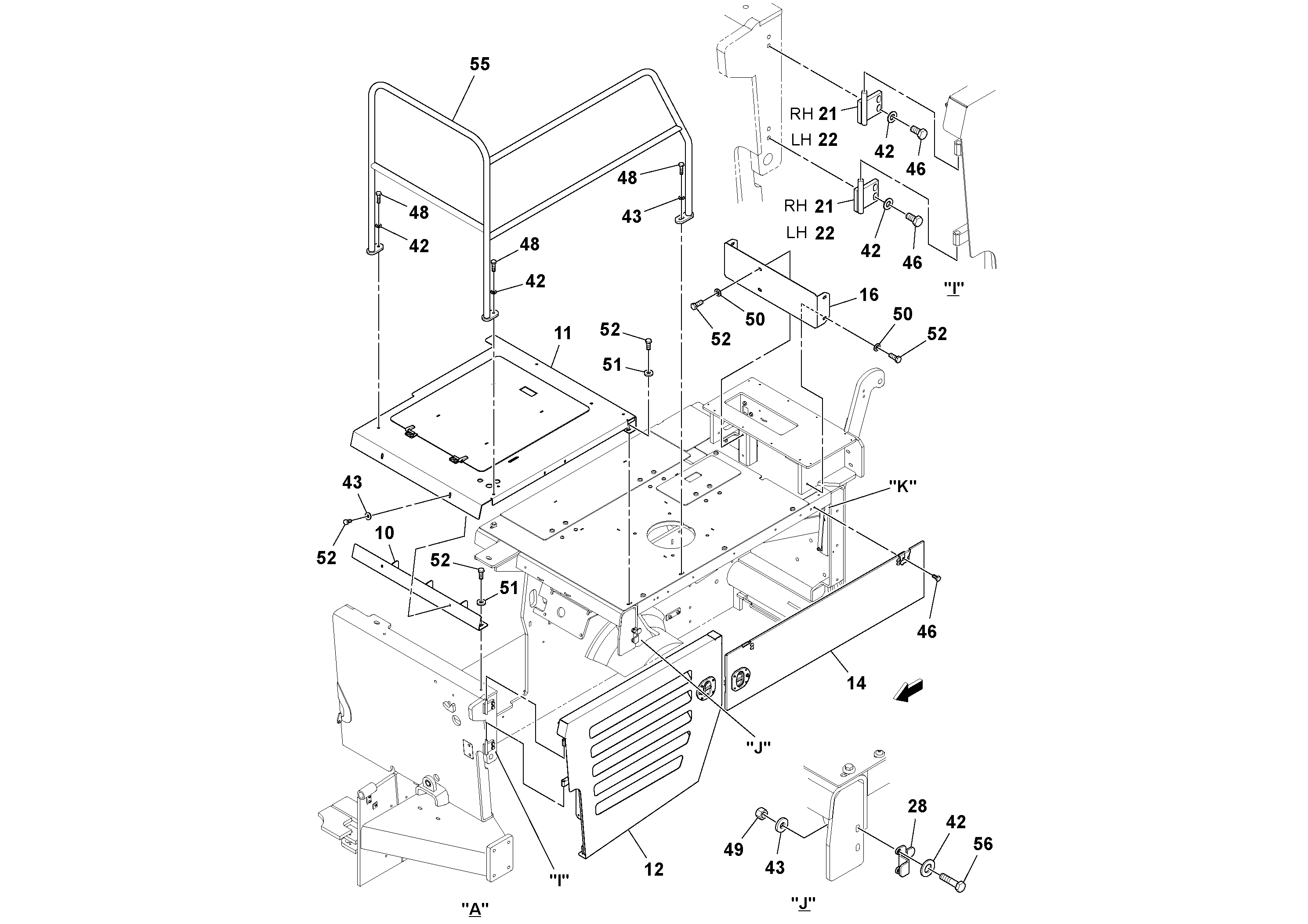 Схема запчастей Volvo PF6170 - 106853 Hood And Deck Installation PF6160/PF6170
