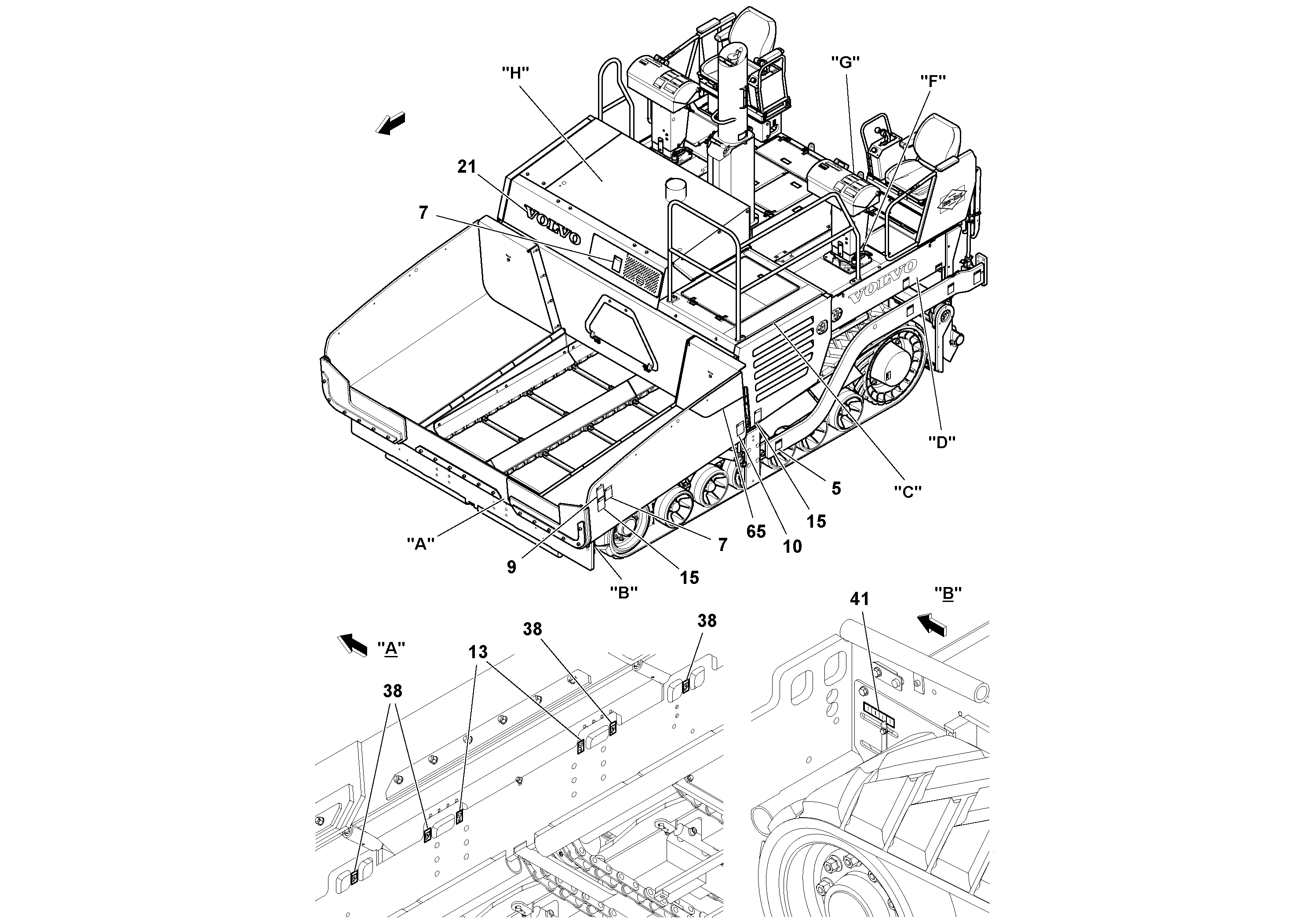 Схема запчастей Volvo PF6170 - 103007 Decal Installation PF6160/PF6170