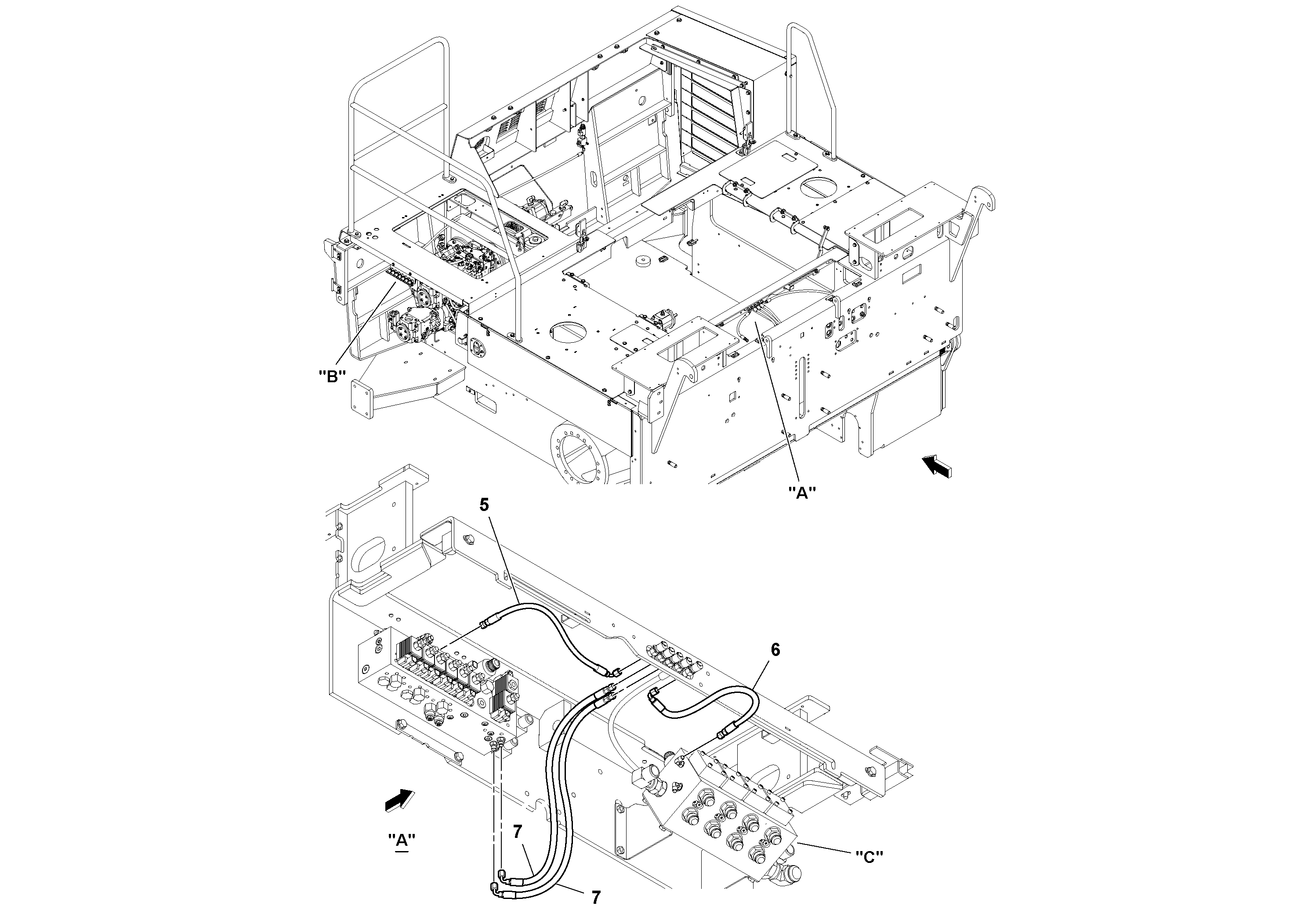 Схема запчастей Volvo PF6170 - 93879 Hydraulic Pressure check connection Installation PF6160/PF6170
