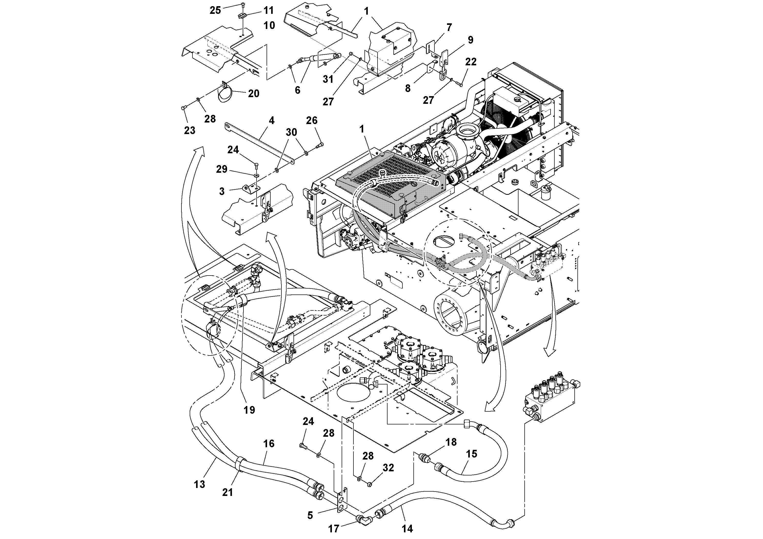 Схема запчастей Volvo PF6170 - 106268 Auxiliary Hydraulic Cooler Installation PF6160/PF6170