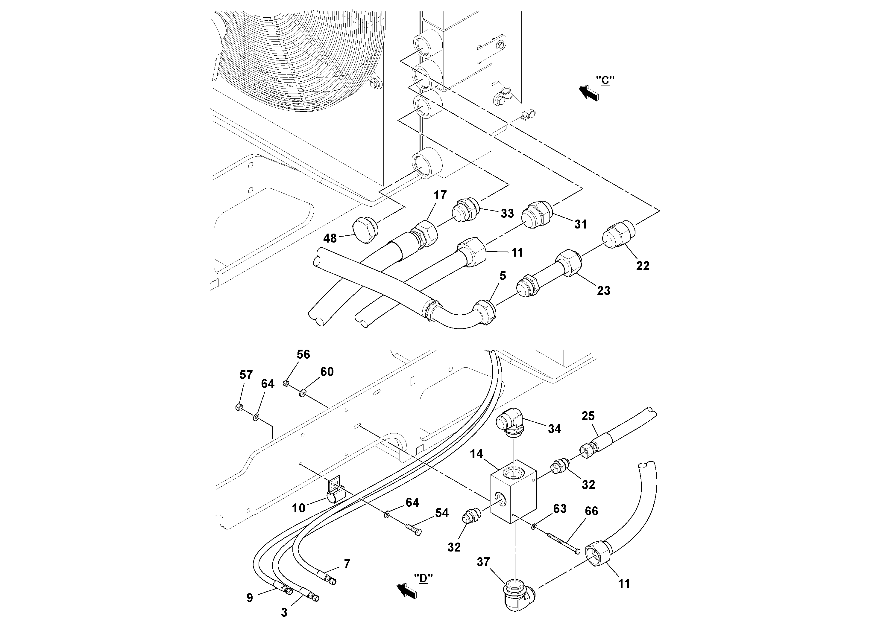 Схема запчастей Volvo PF6170 - 97230 Hydraulic Cooler Installation PF6160/PF6170