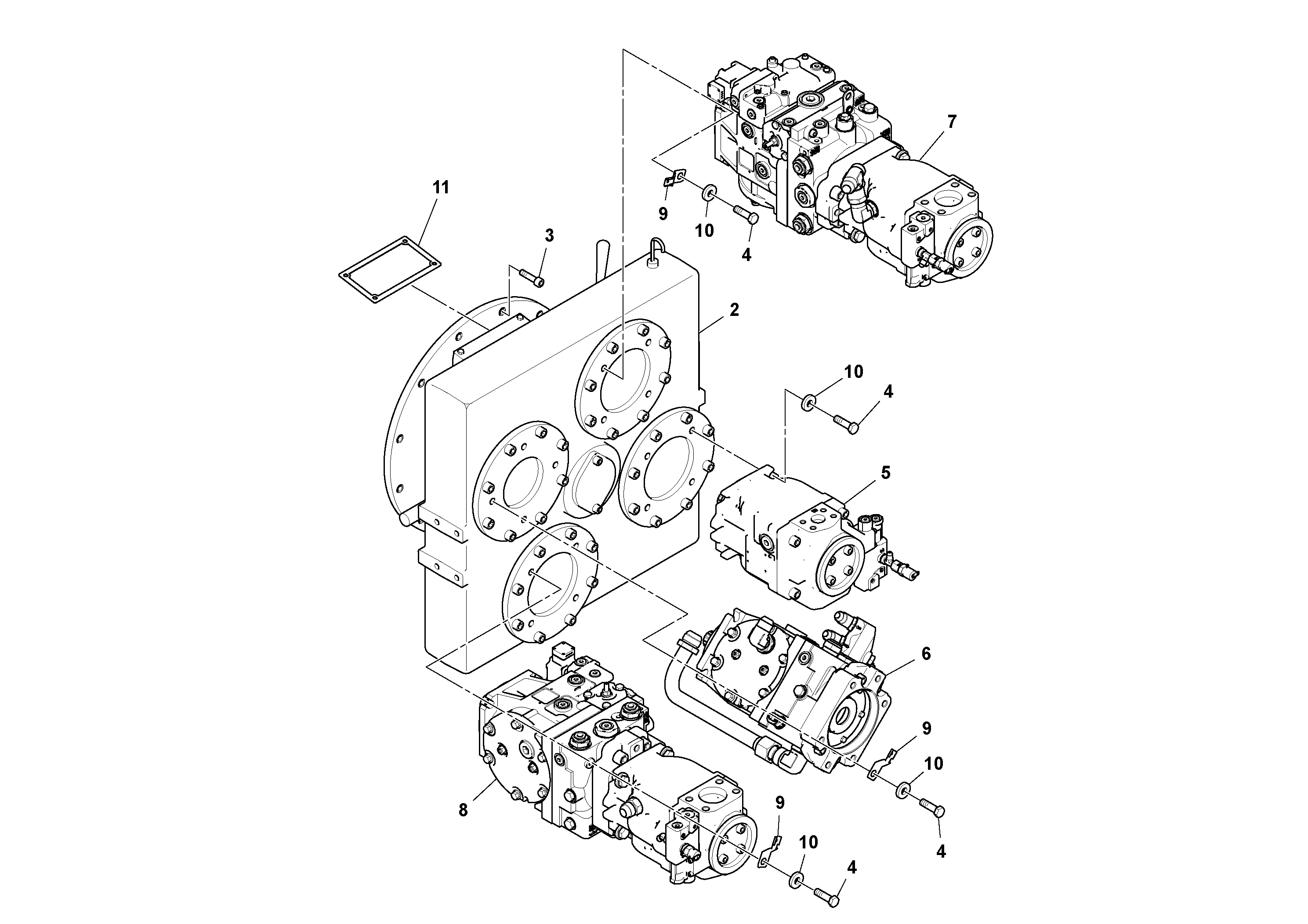 Схема запчастей Volvo PF6170 - 91812 Pump Box Assembly W/clutch PF6160/PF6170