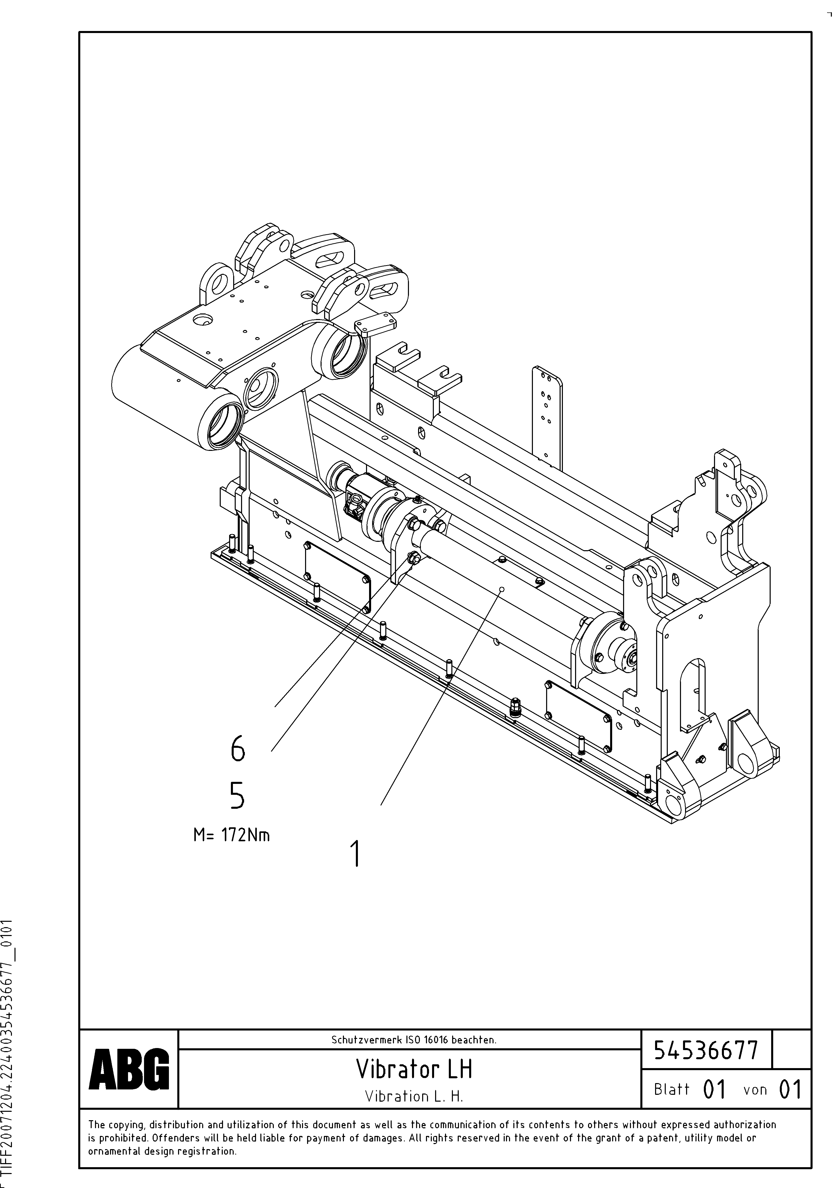 Схема запчастей Volvo PF6170 - 73619 Vibration axle for basic screed OMNI 1000 ATT. SCREEDS 3,0 - 9,0M PF6110, PF6160/6170