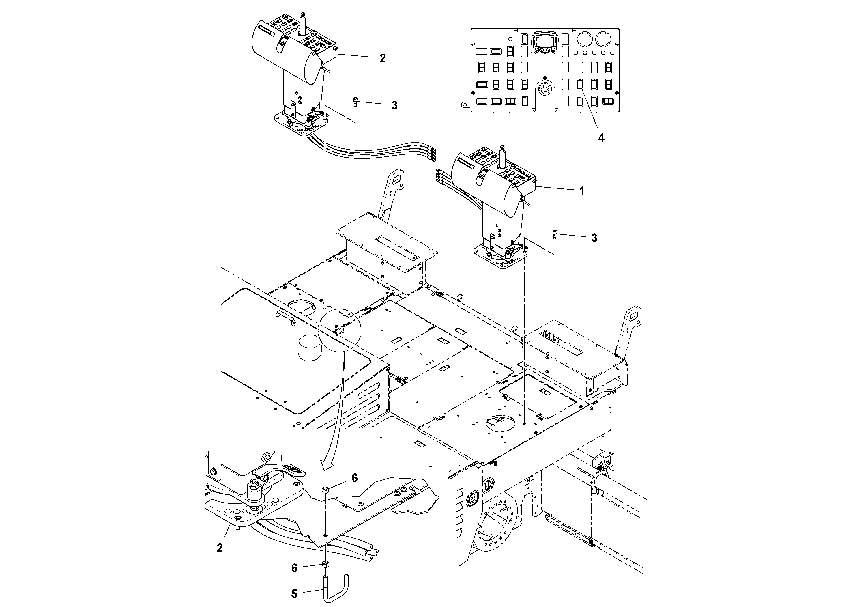 Схема запчастей Volvo PF6170 - 99055 Console Installation PF6160/PF6170