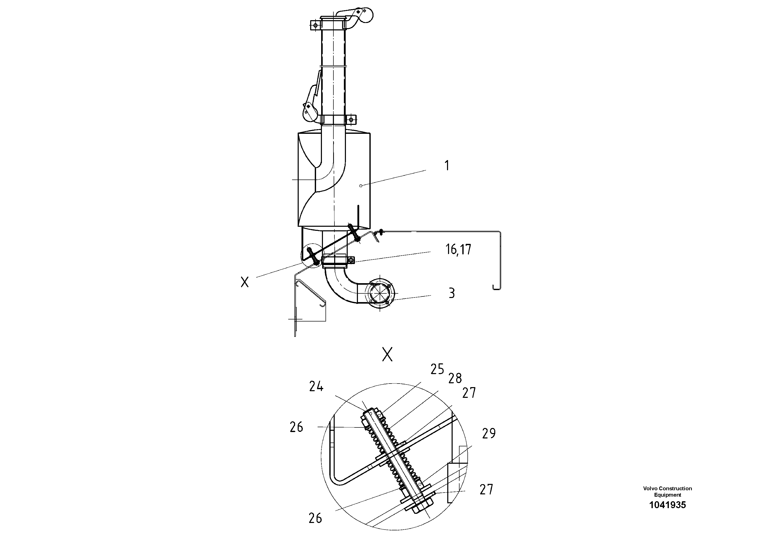 Схема запчастей Volvo ABG325 S/N 20941 - - 52719 Exhaust Unit 