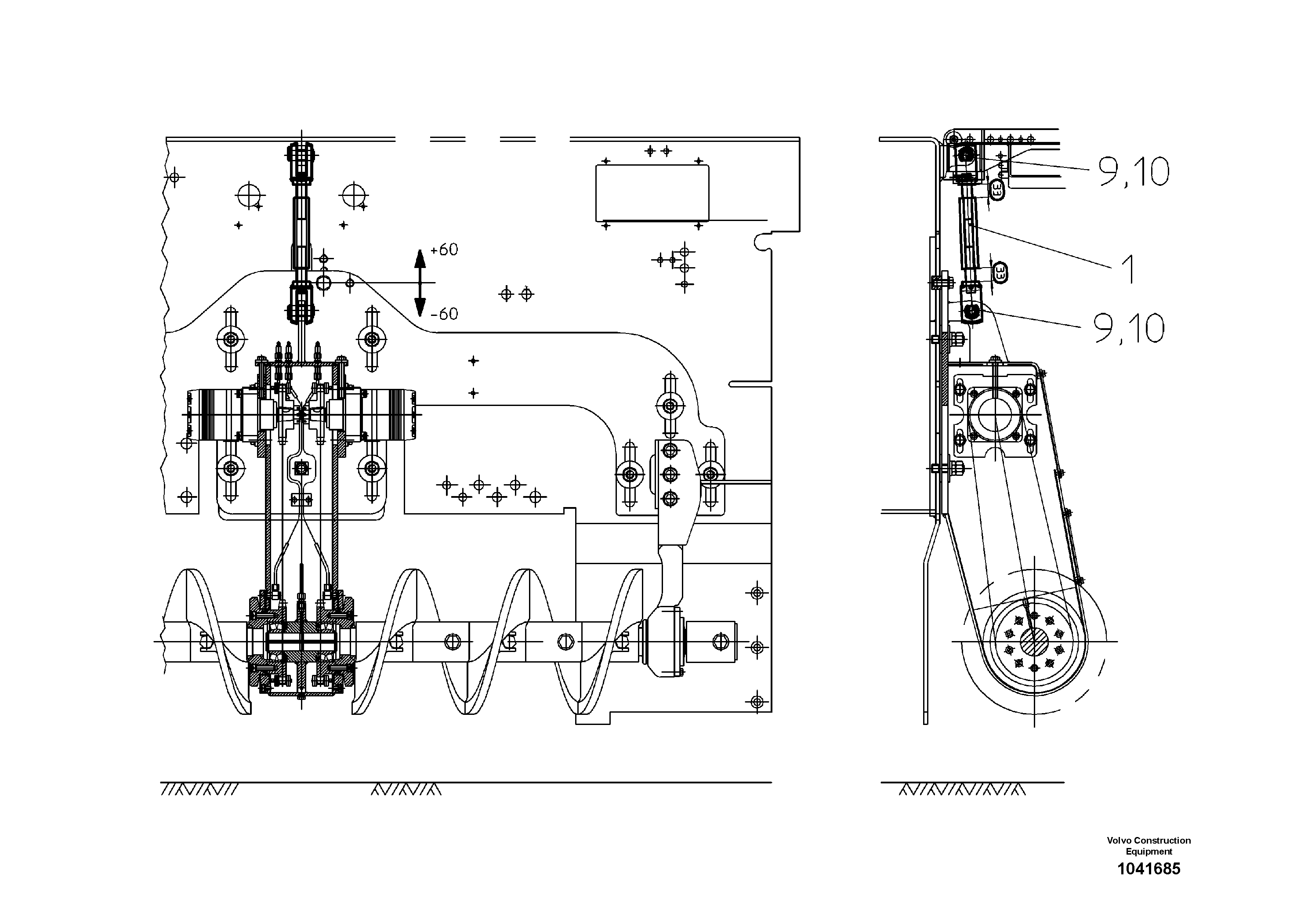 Схема запчастей Volvo ABG325 S/N 20941 - - 52989 Mech. Auger Height Adjust 