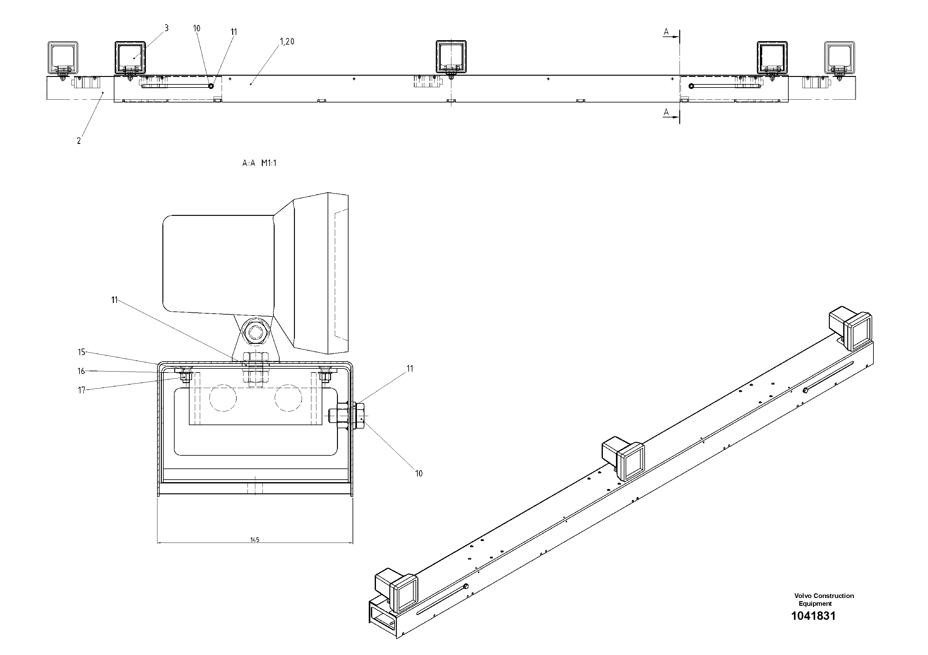 Схема запчастей Volvo ABG325 S/N 20941 - - 52732 Light bracket 