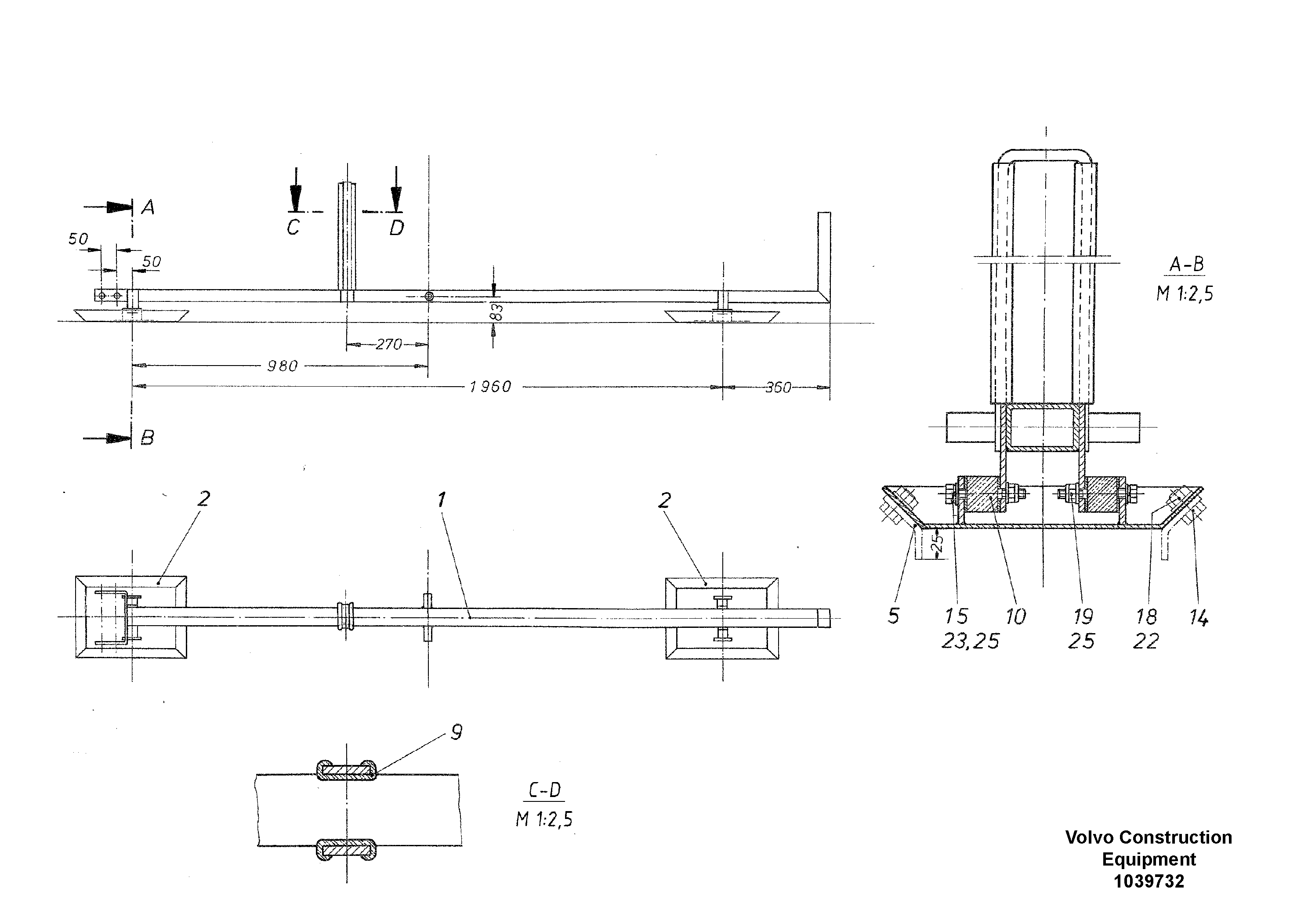 Схема запчастей Volvo ABG325 S/N 20941 - - 54791 Multi-foot Levelling Beam 