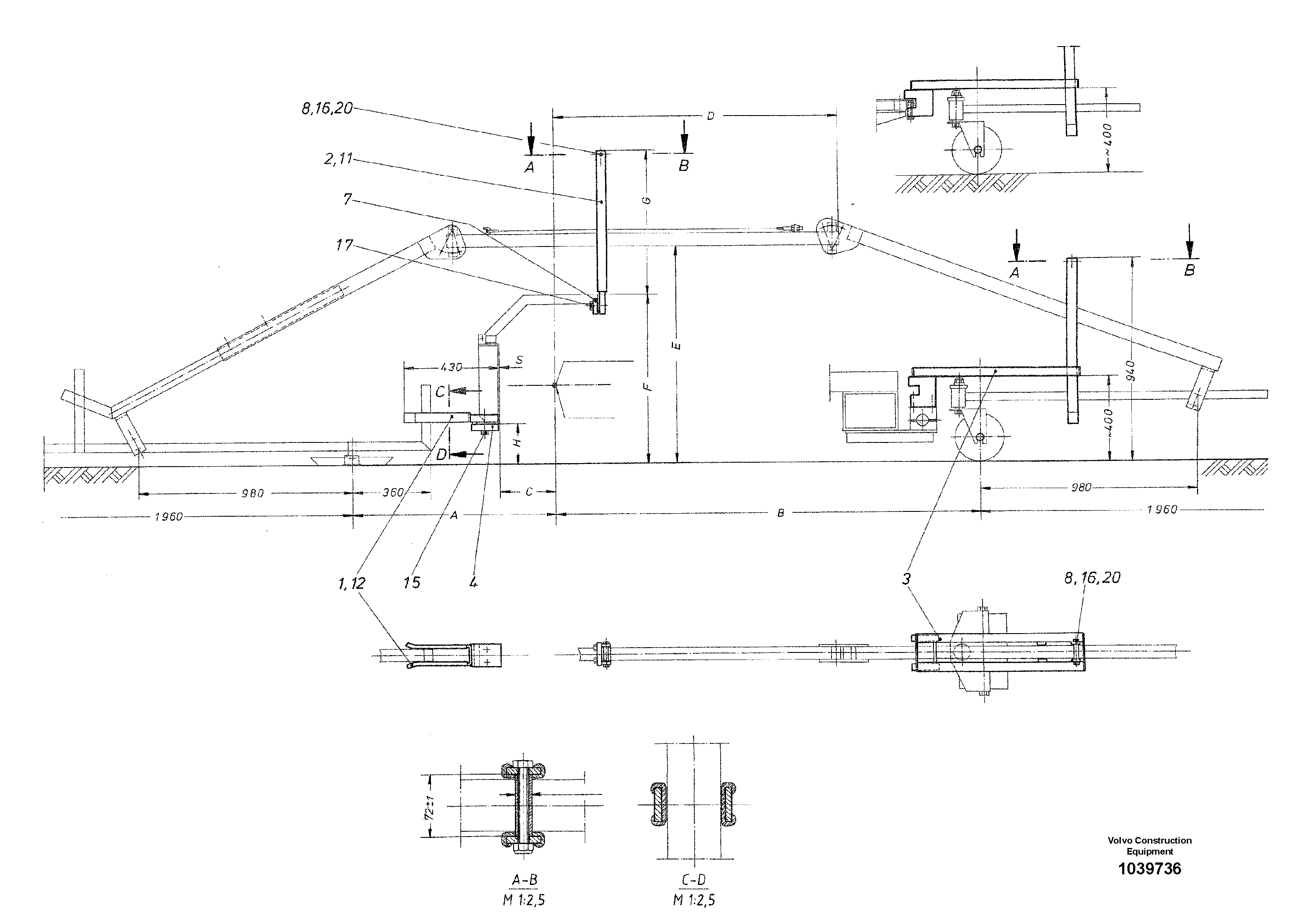 Схема запчастей Volvo ABG325 S/N 20941 - - 54795 Guide Assembly 