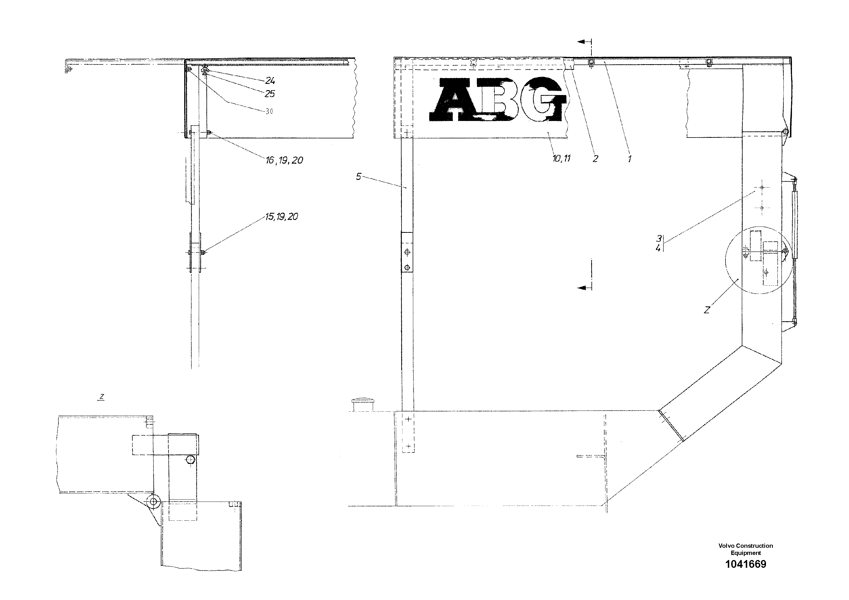 Схема запчастей Volvo ABG325 S/N 20941 - - 52891 All-weather Roof 