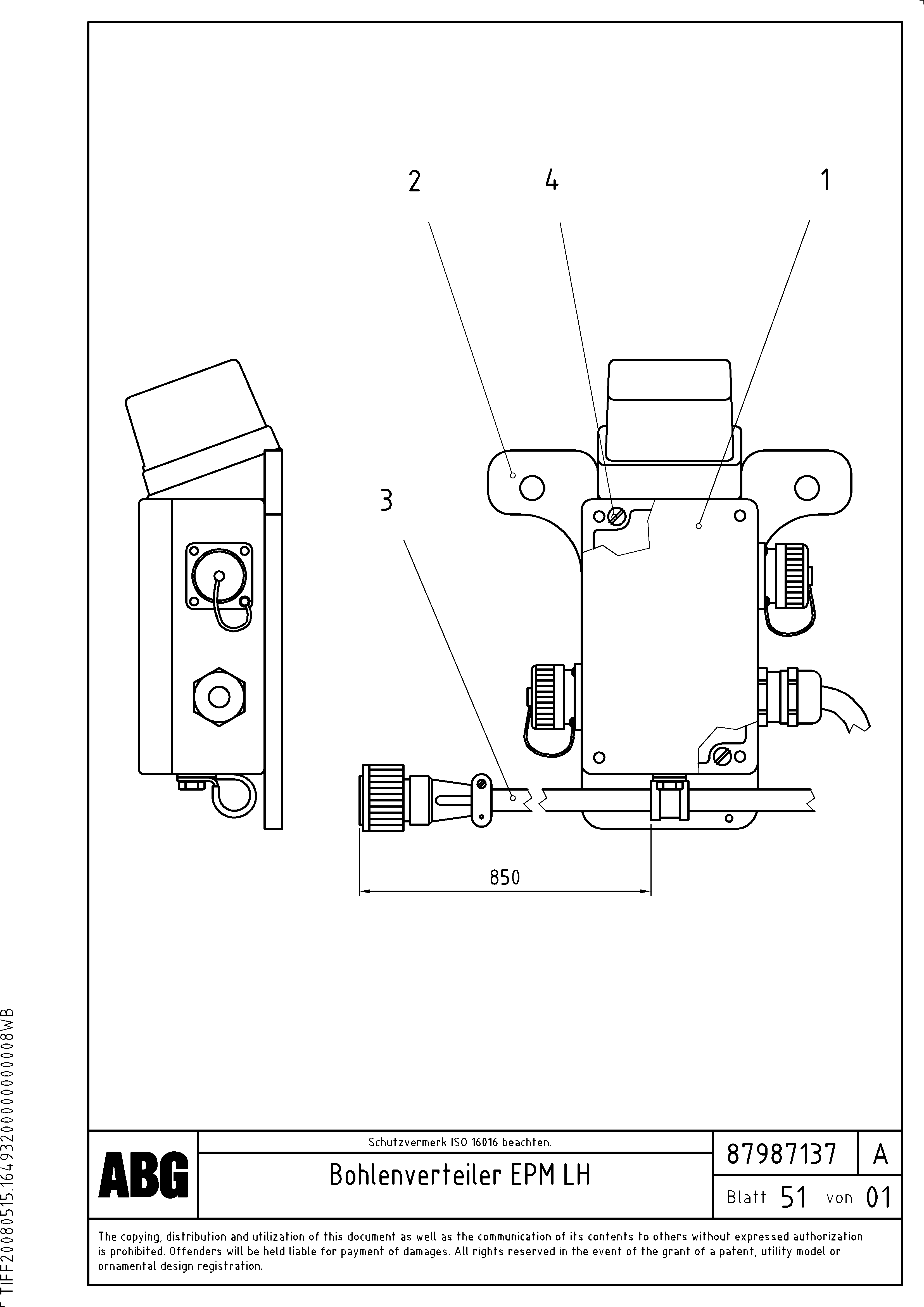 Схема запчастей Volvo ABG2820 - 80707 Distribution box on screed for EPM (Electronic Paver Management) VB 30 ATT. SCREEDS 1,5 - 4,0M ABG2820