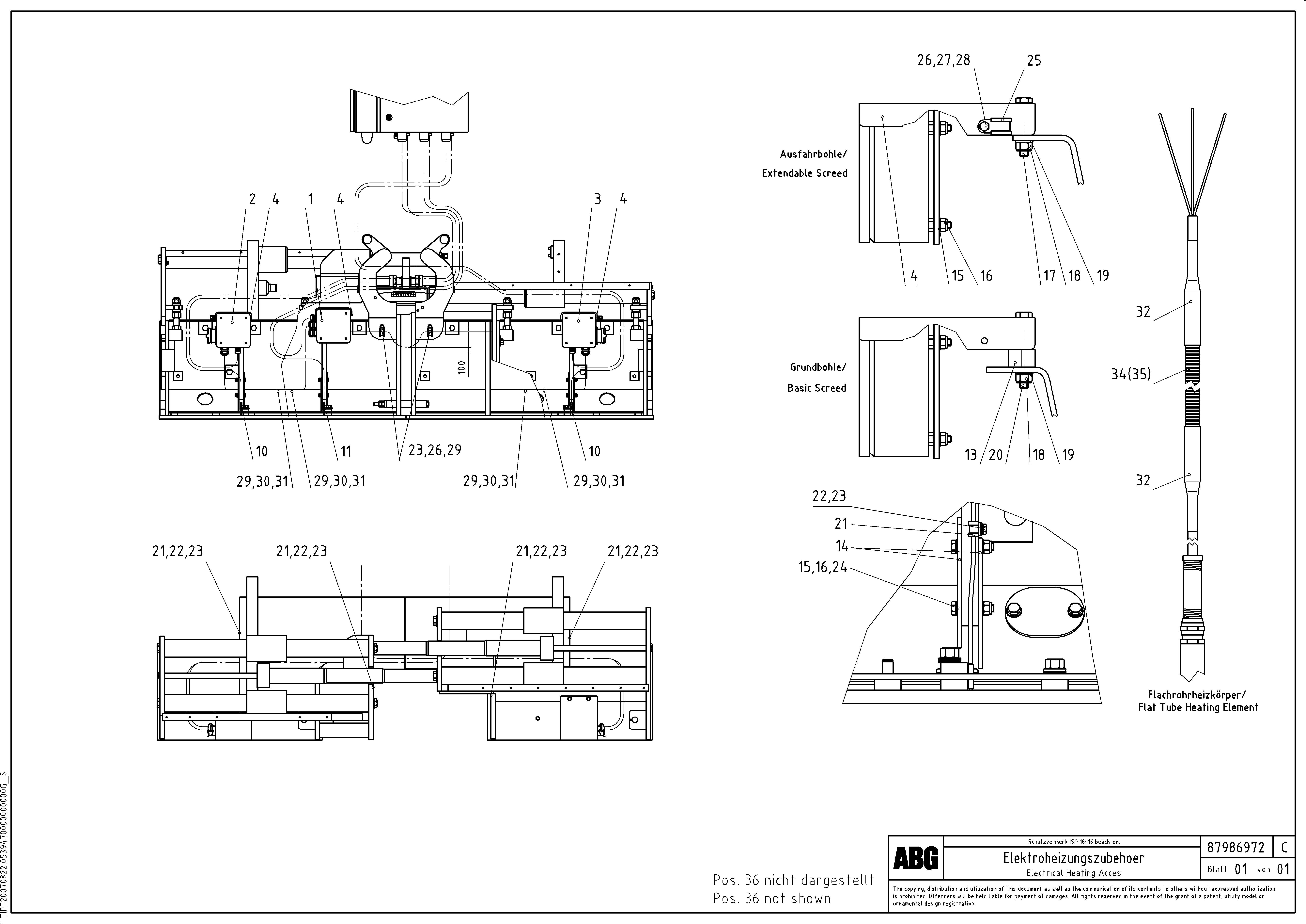 Схема запчастей Volvo ABG2820 - 84604 Electrical heating accessories for basic and extandable screed VB 30 ATT. SCREEDS 1,5 - 4,0M ABG2820