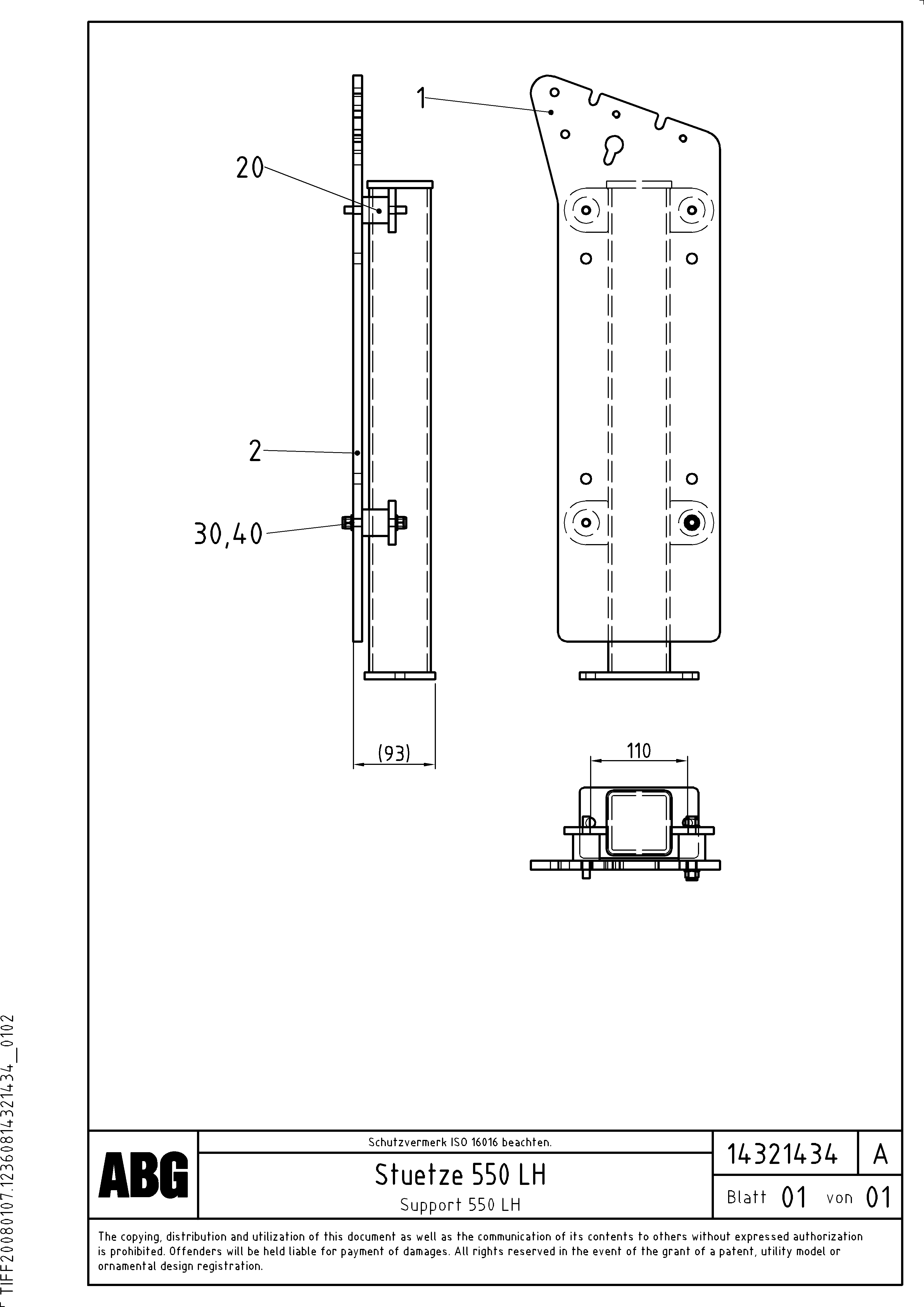 Схема запчастей Volvo ABG2820 - 87980 Support 550 for the external control panel, EPM VB 30 ATT. SCREEDS 1,5 - 4,0M ABG2820